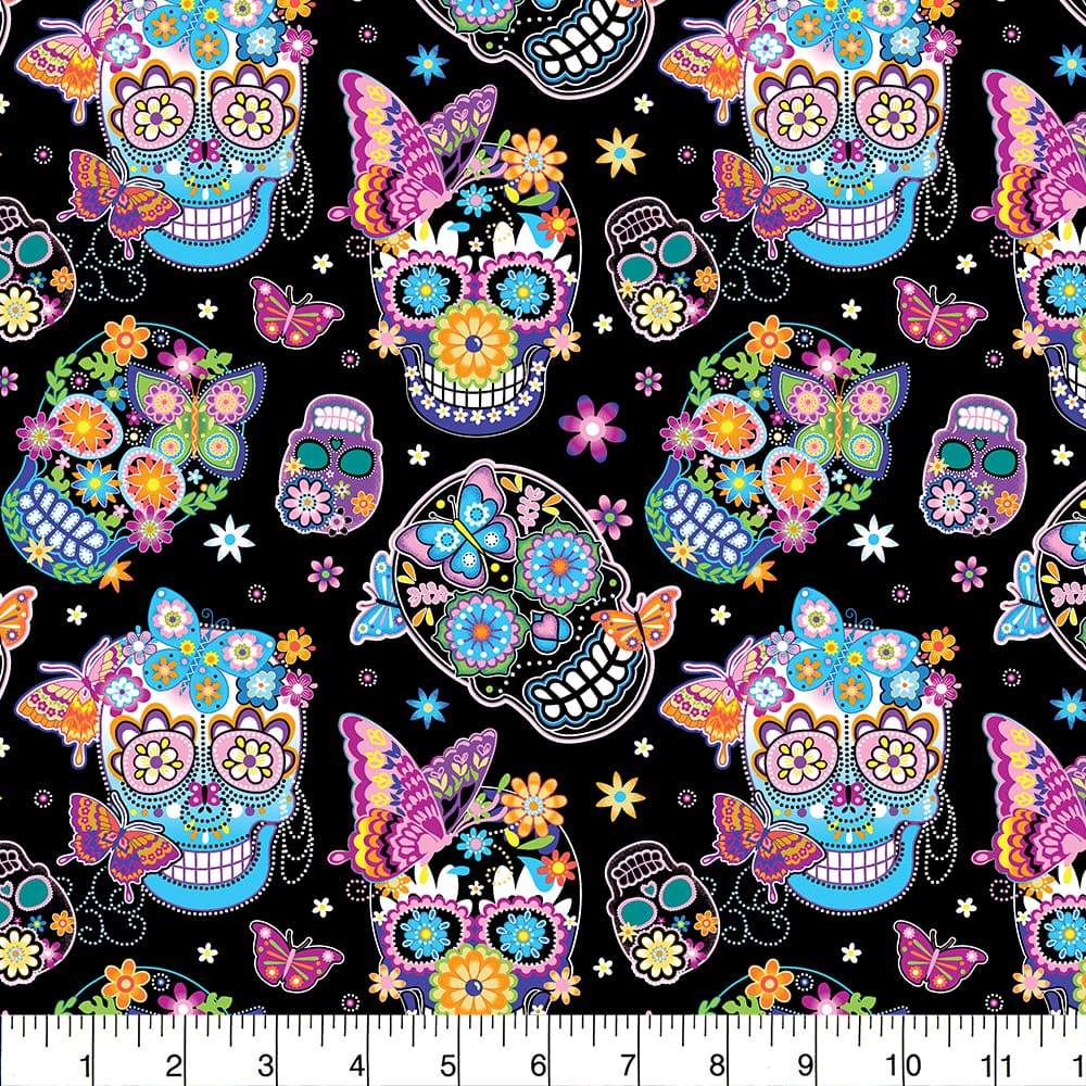 Fabric Traditions Sugar Skull Cotton Quilting Fabric