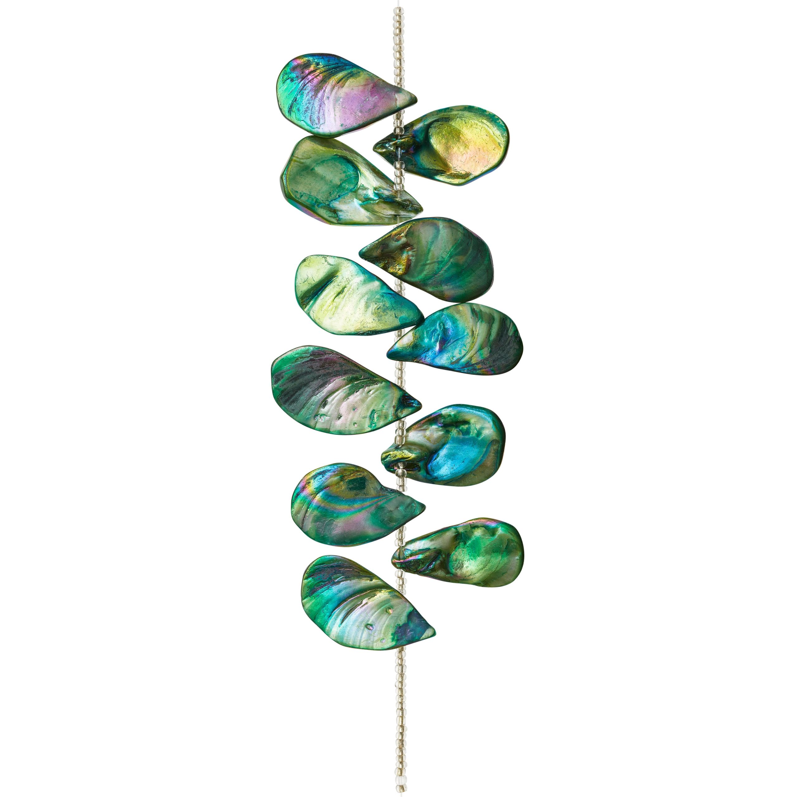 Green Aurora Borealis Shell Teardrop Beads, 32mm by Bead Landing™ - Image 3