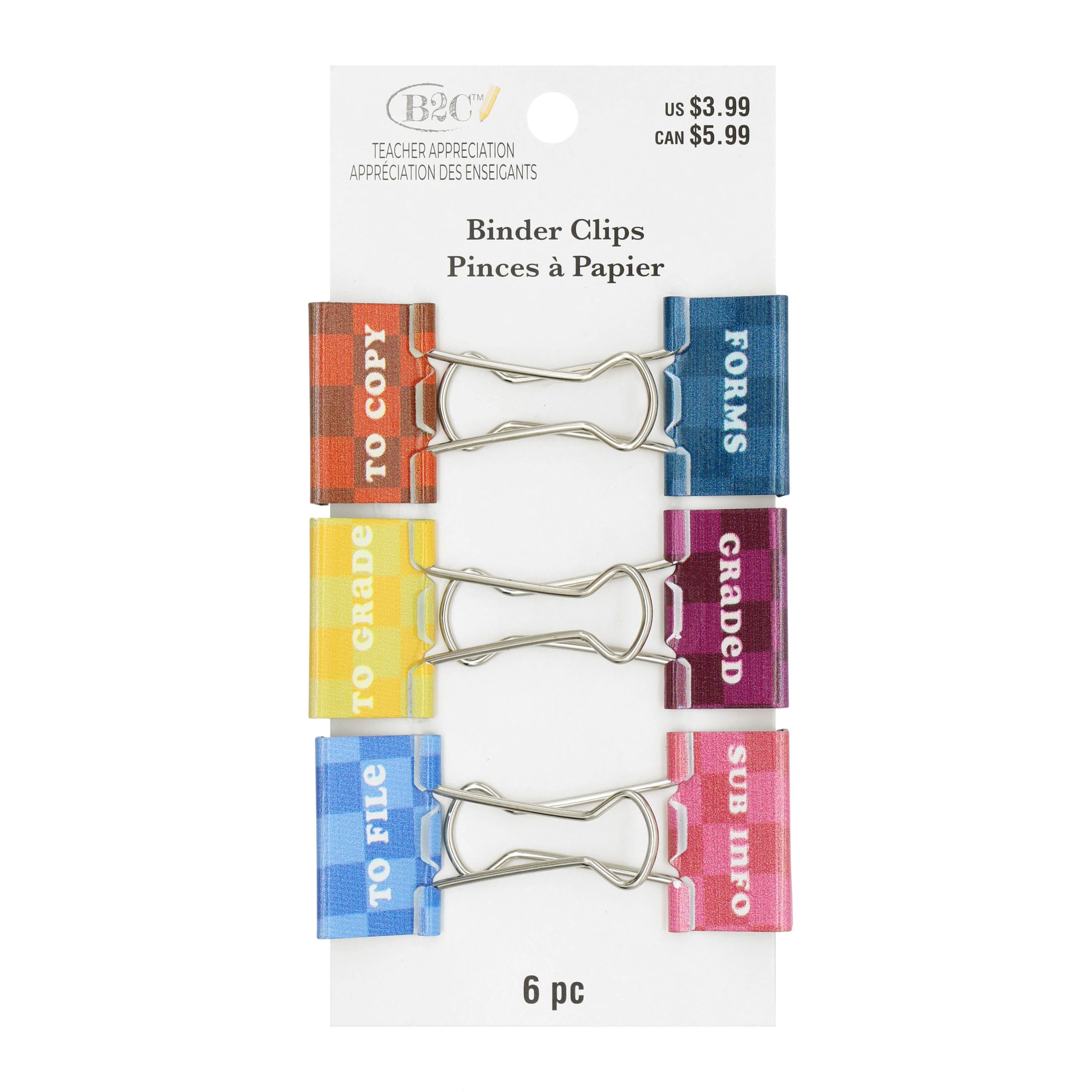Retro Teacher Metal Binder Clips, 6ct. by B2C™ - Image 3