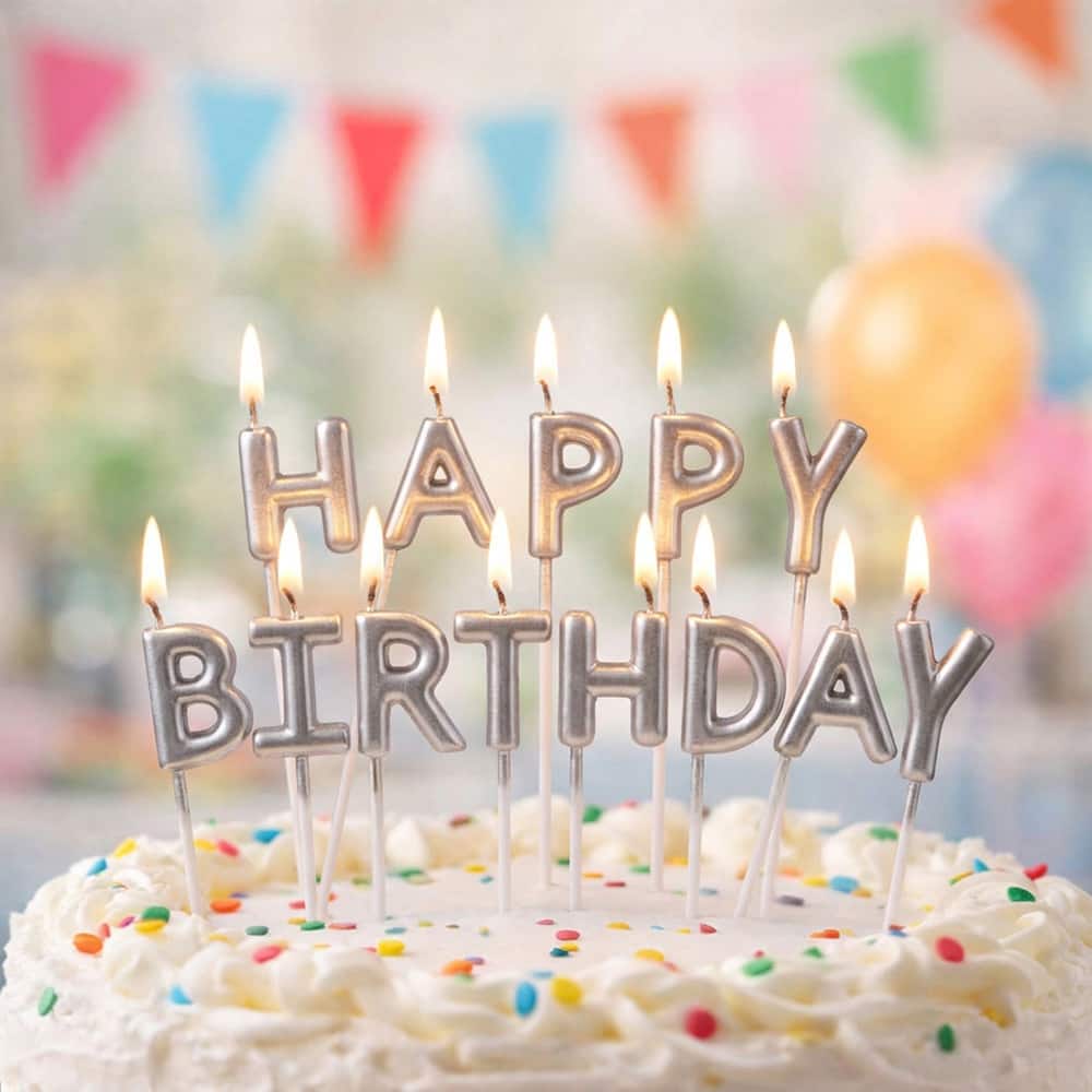 Silver Happy Birthday Candles Set by Makery™ - Image 2