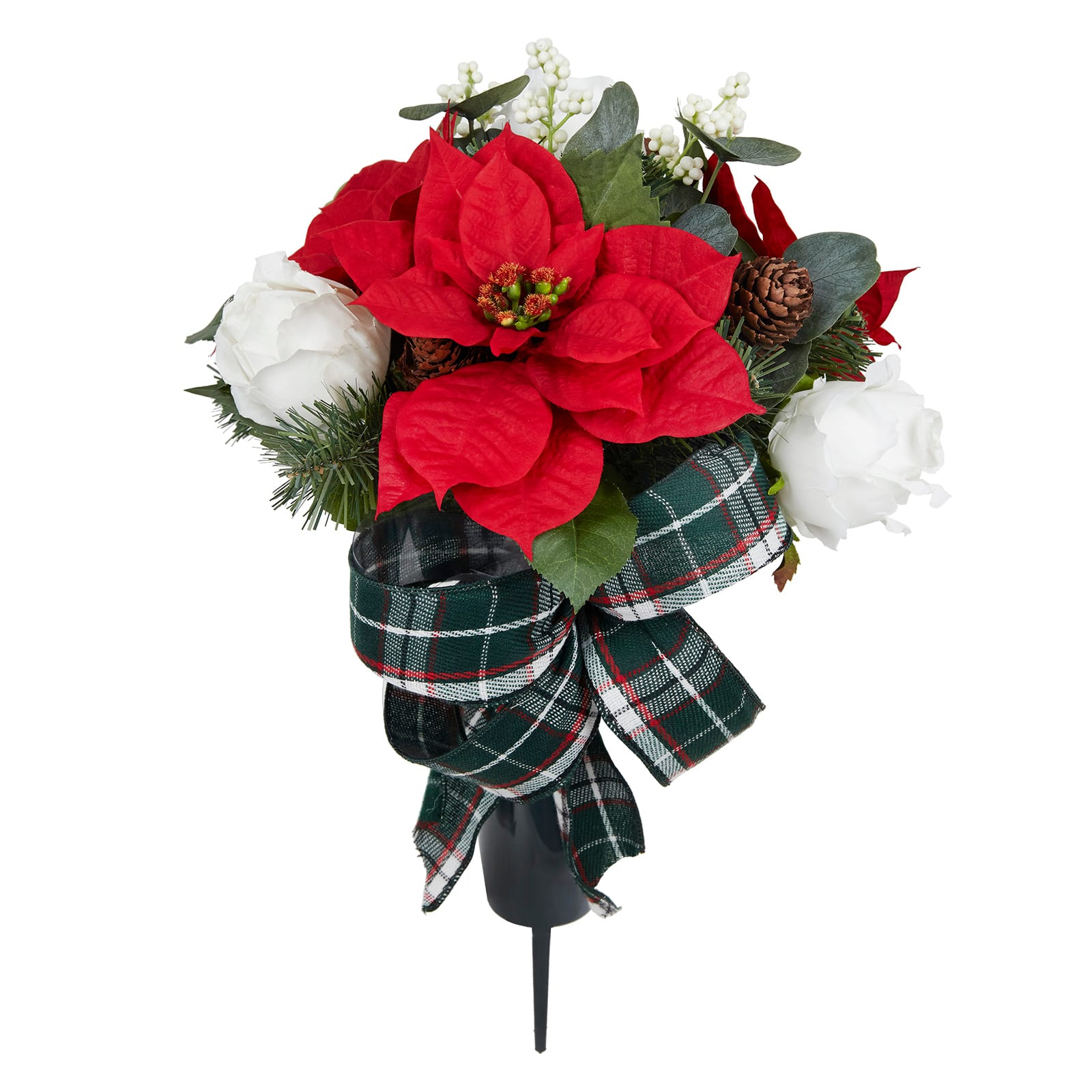 21" White Rose & Red Poinsettia Remembrance Cone by Ashland®
