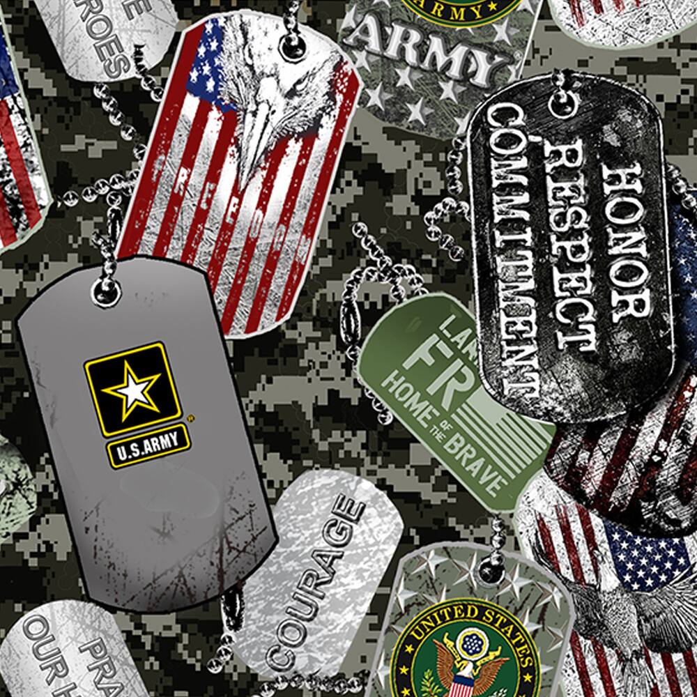 US Army Dog Tags Cotton Fabric