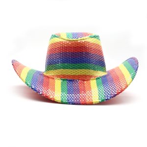 Pride Rainbow Stripes & Sequins Adult Cowboy Hat by Celebrate It™