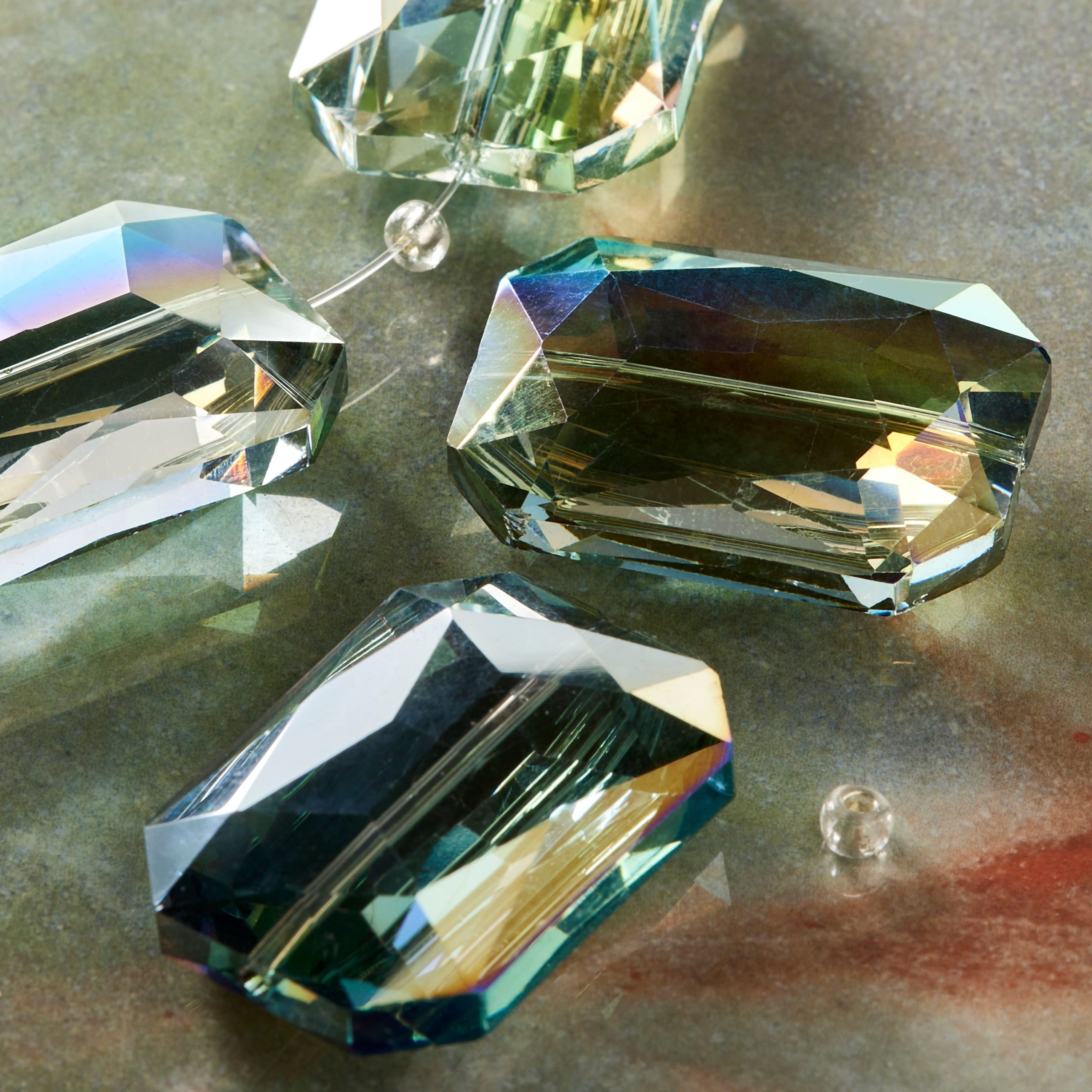 Multicolored Faceted Glass Rectangular Beads, 33mm by Bead Landing™ - Image 2