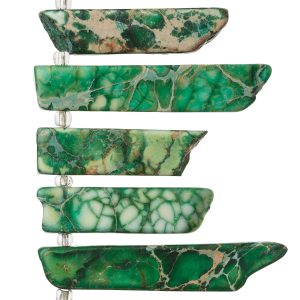 Green Dyed Imperial Jasper Stick Beads by Bead Landing™