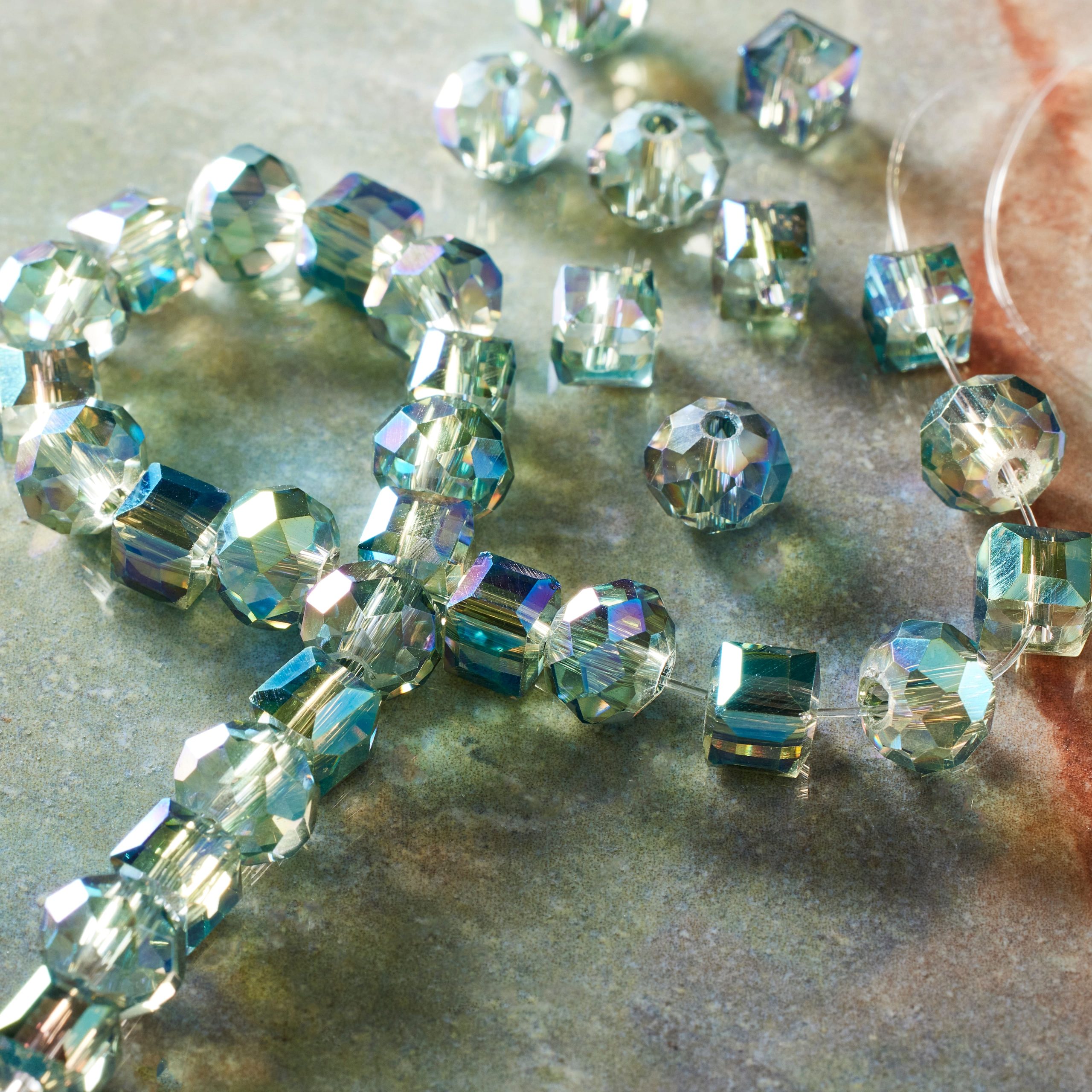 Green Mix Cube & Rondelle Glass Beads, 8mm by Bead Landing™ - Image 2