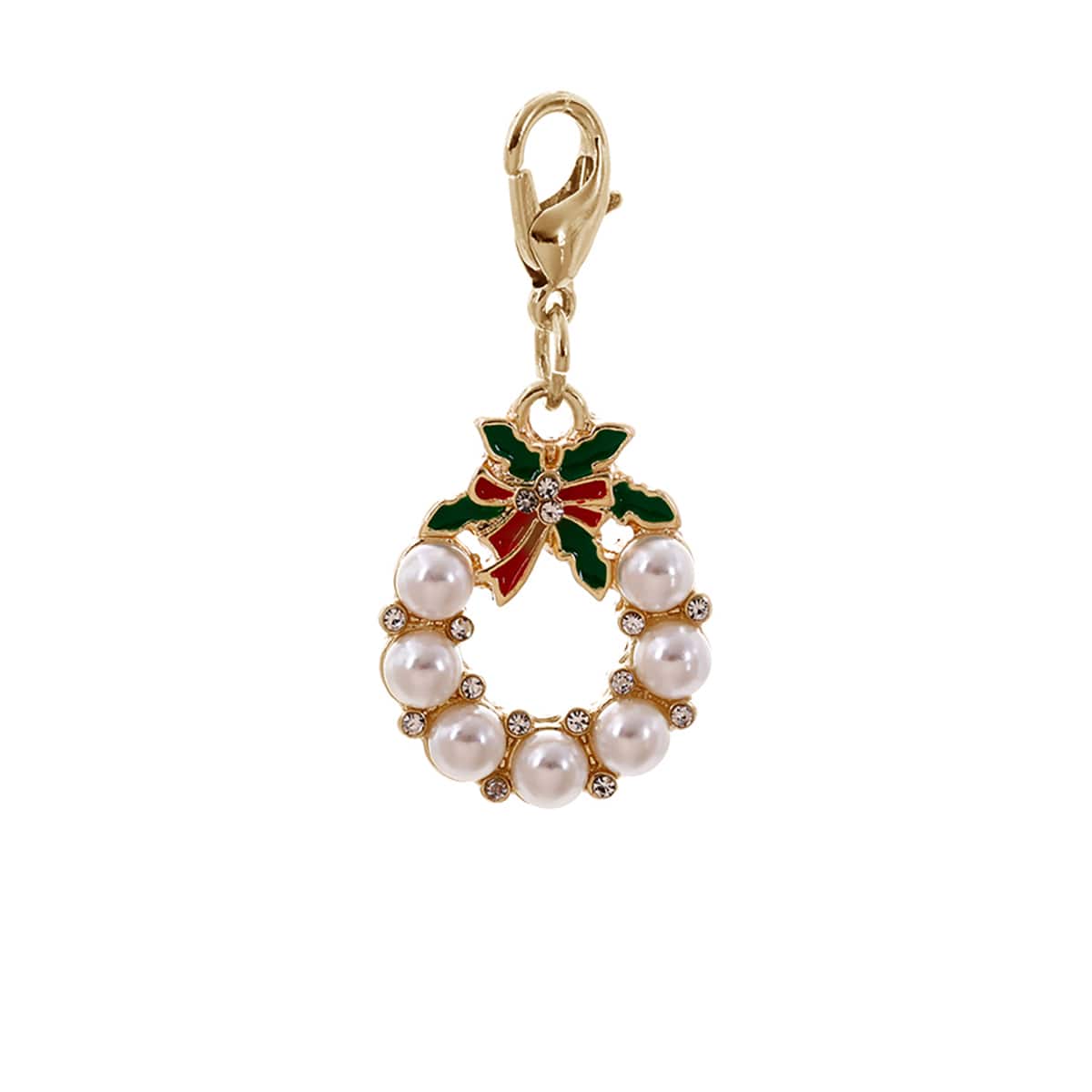 Crystal & Pearl Christmas Wreath Charm by Bead Landing™