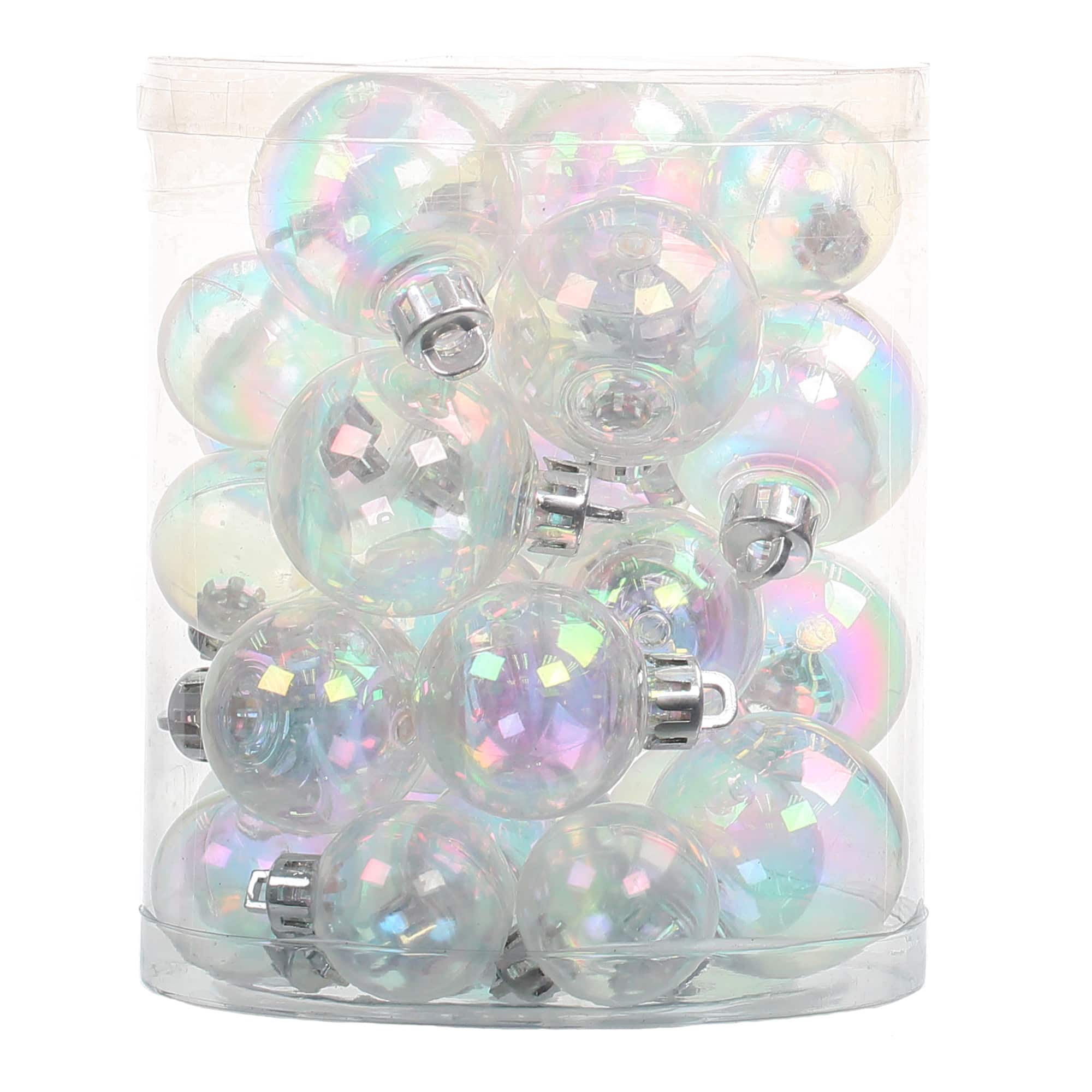 30 Pack Mixed Clear Iridescent Ball Ornaments by Ashland®