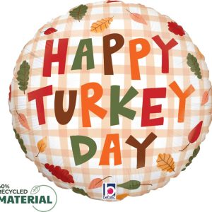 18" Plaid Turkey Day Foil Balloon