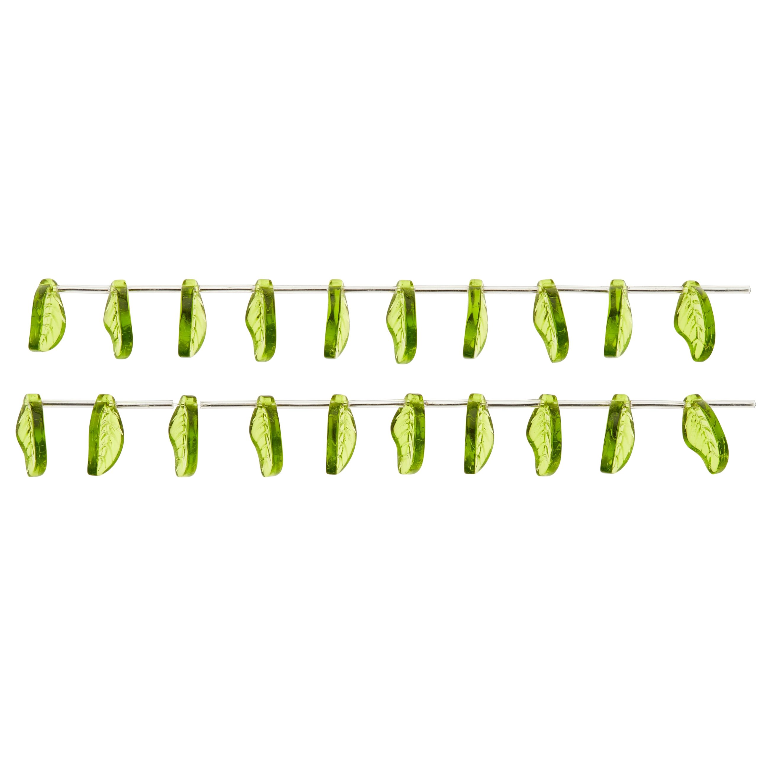Peridot Green Glass Leaf Beads, 17mm by Bead Landing™ - Image 3