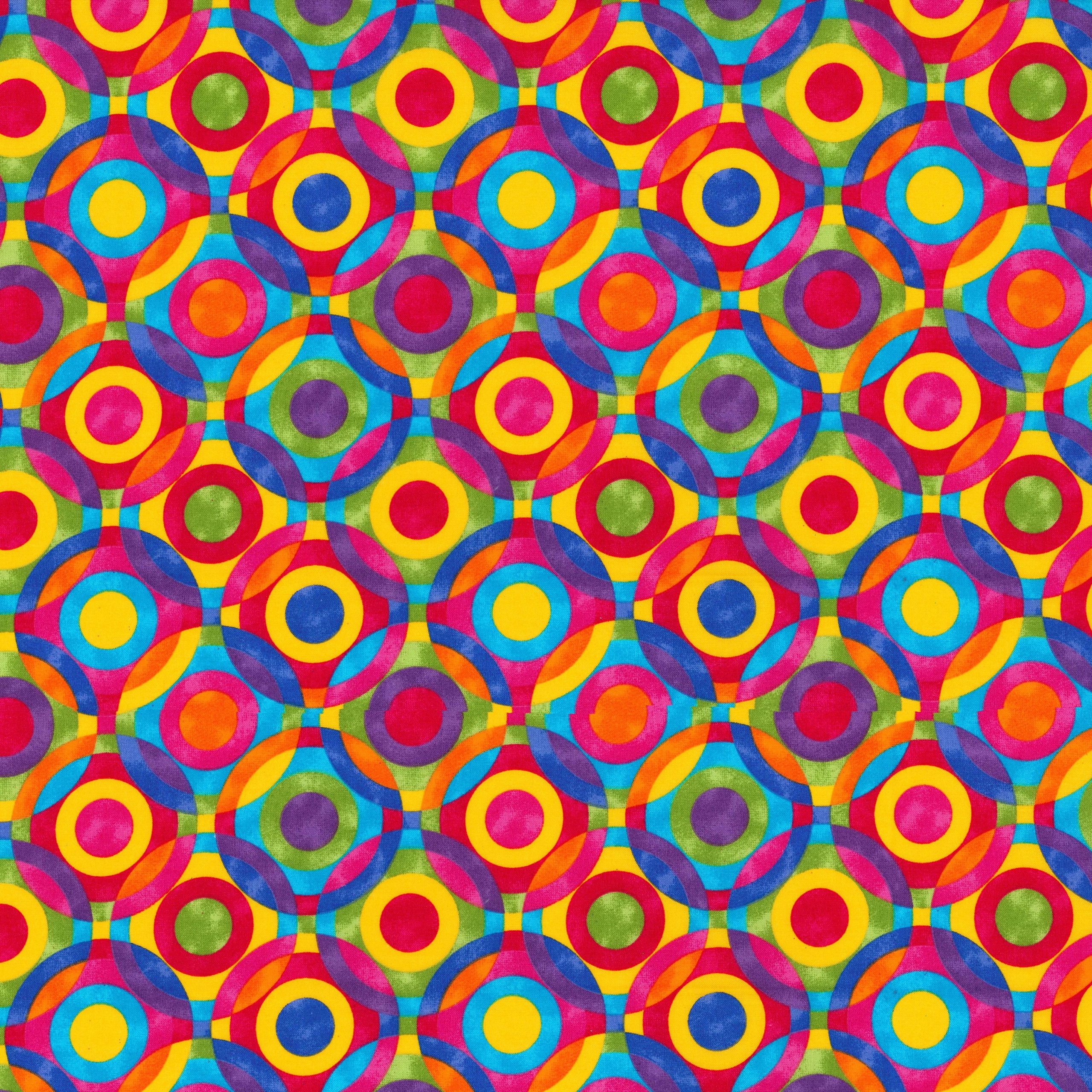 Fabric Traditions Multicolor Geometric Circles Cotton Fabric - Image 3