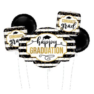 Graduation Stripes Foil Balloon Bouquet