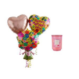 Mother's Day Heart Bouquet Foil Balloons & Candle Bundle