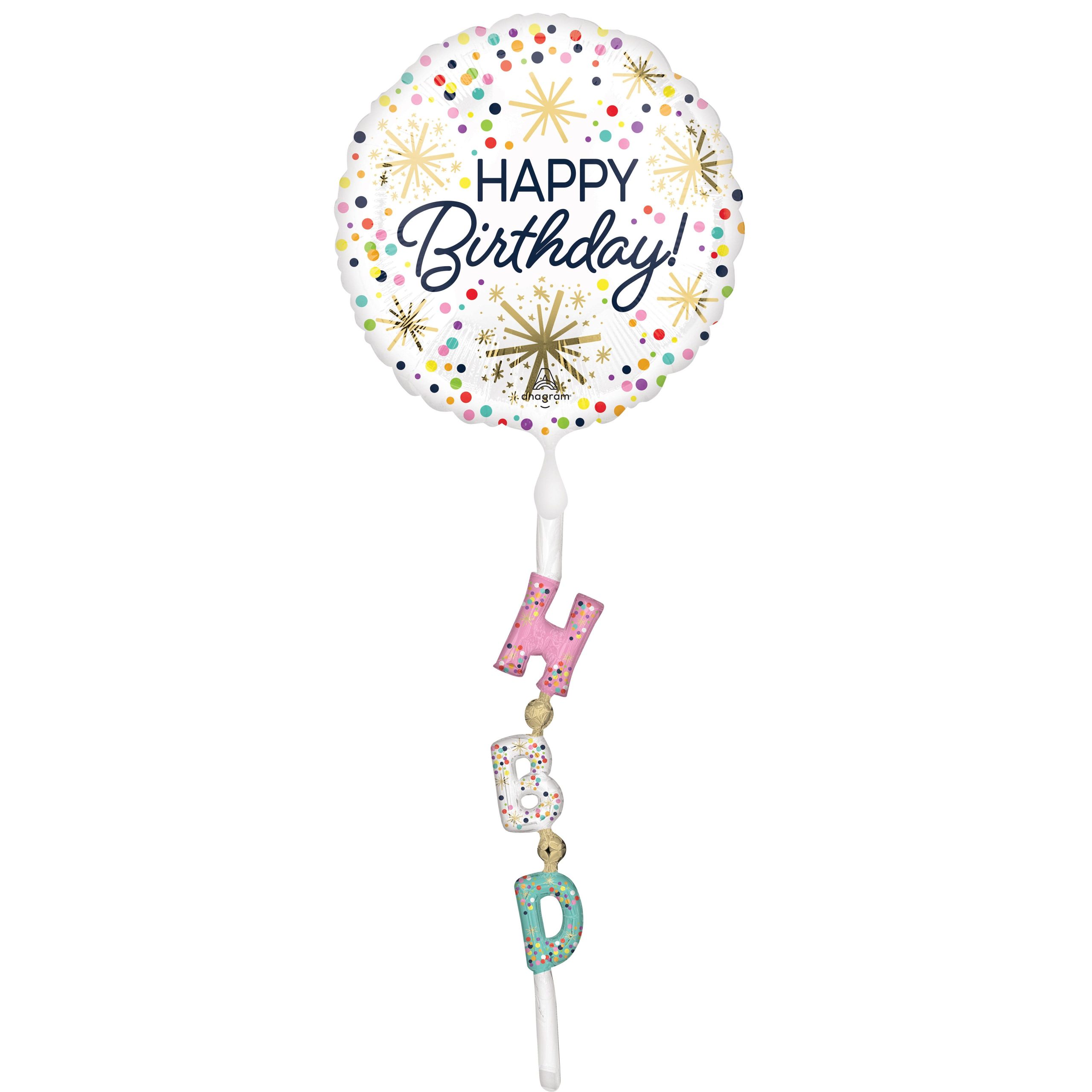 69" Confetti Sprinkle Happy Birthday Foil Balloon
