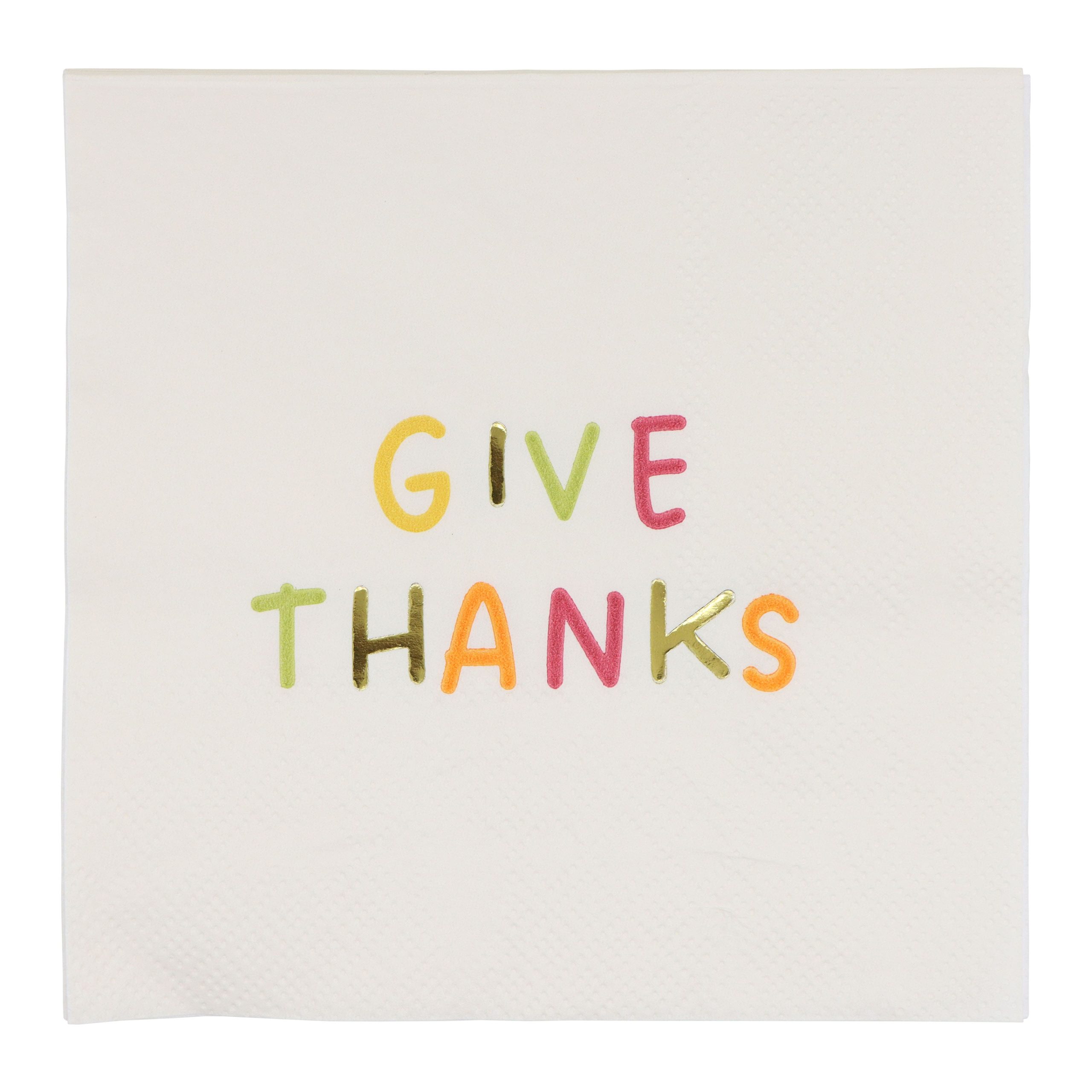 Thanksgiving Give Thanks Beverage Napkins, 20ct. by Celebrate It™