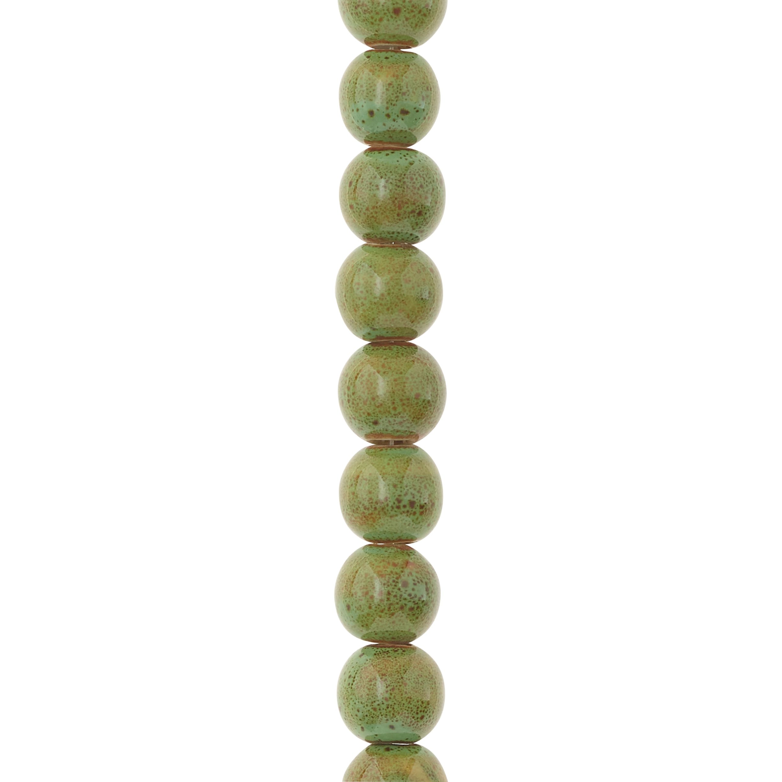 Green Ceramic Round Beads, 12mm by Bead Landing™