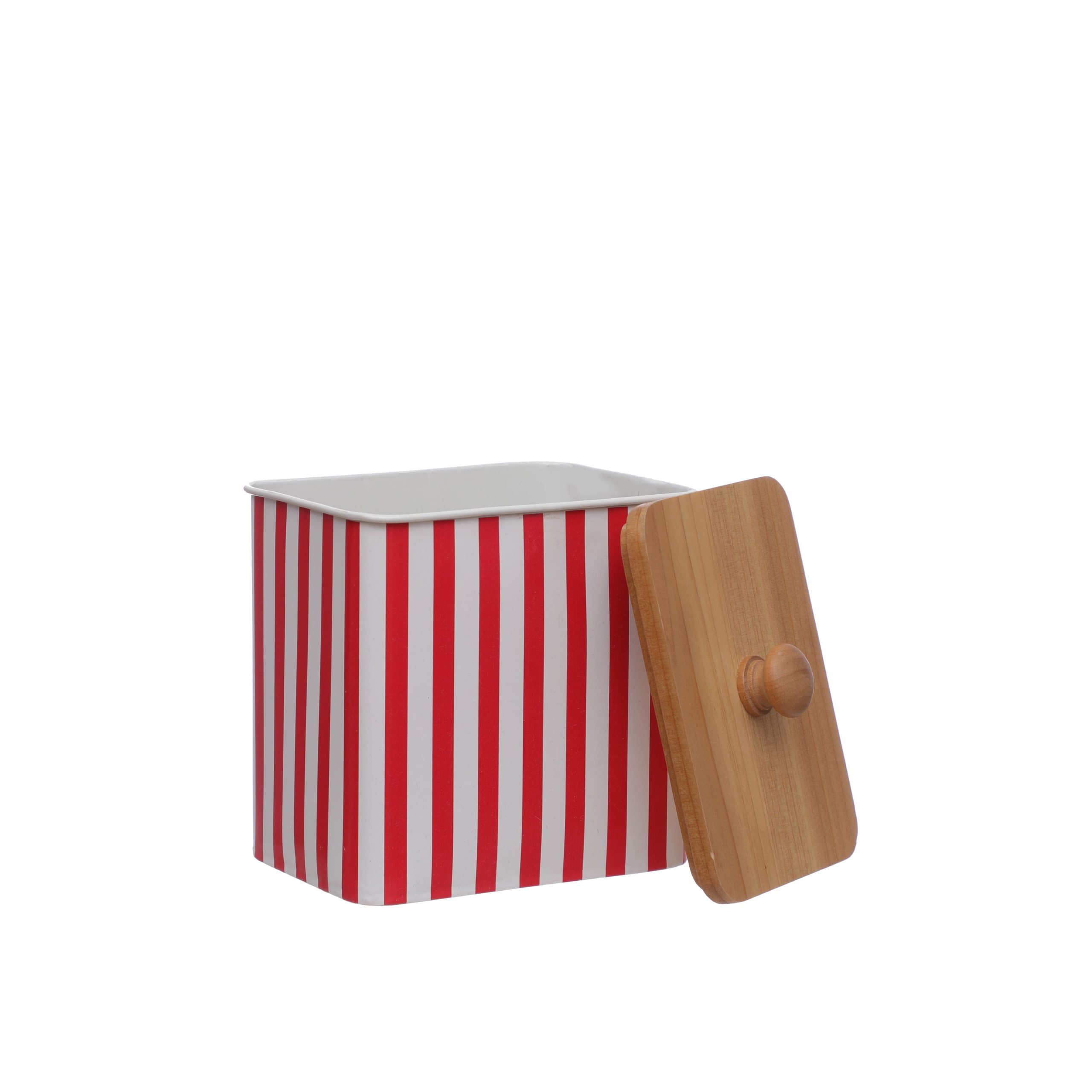 Red & White Striped Metal Container with Lid by Celebrate It™ - Image 3