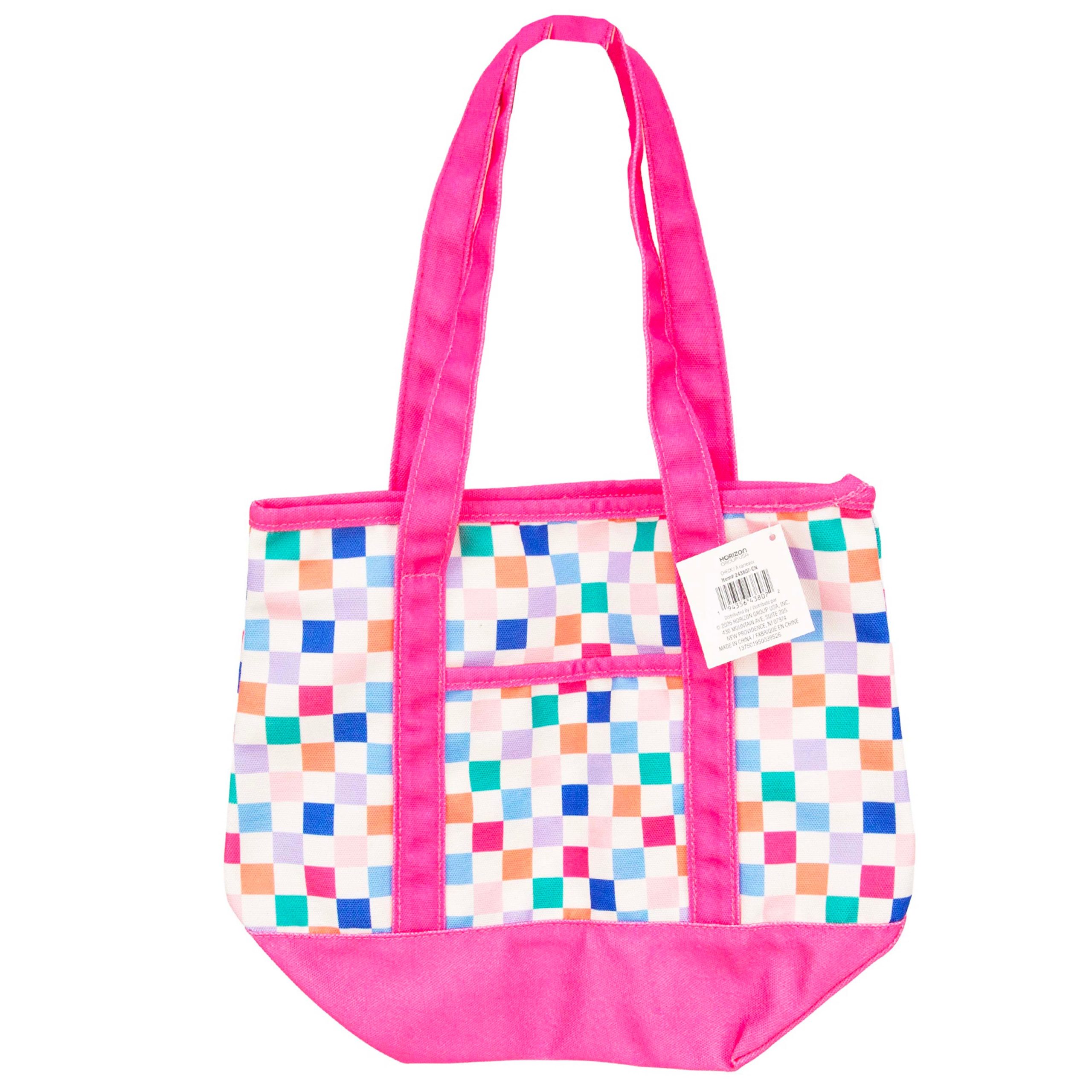 13" x 6" Checker Print Tote Bag - Image 3