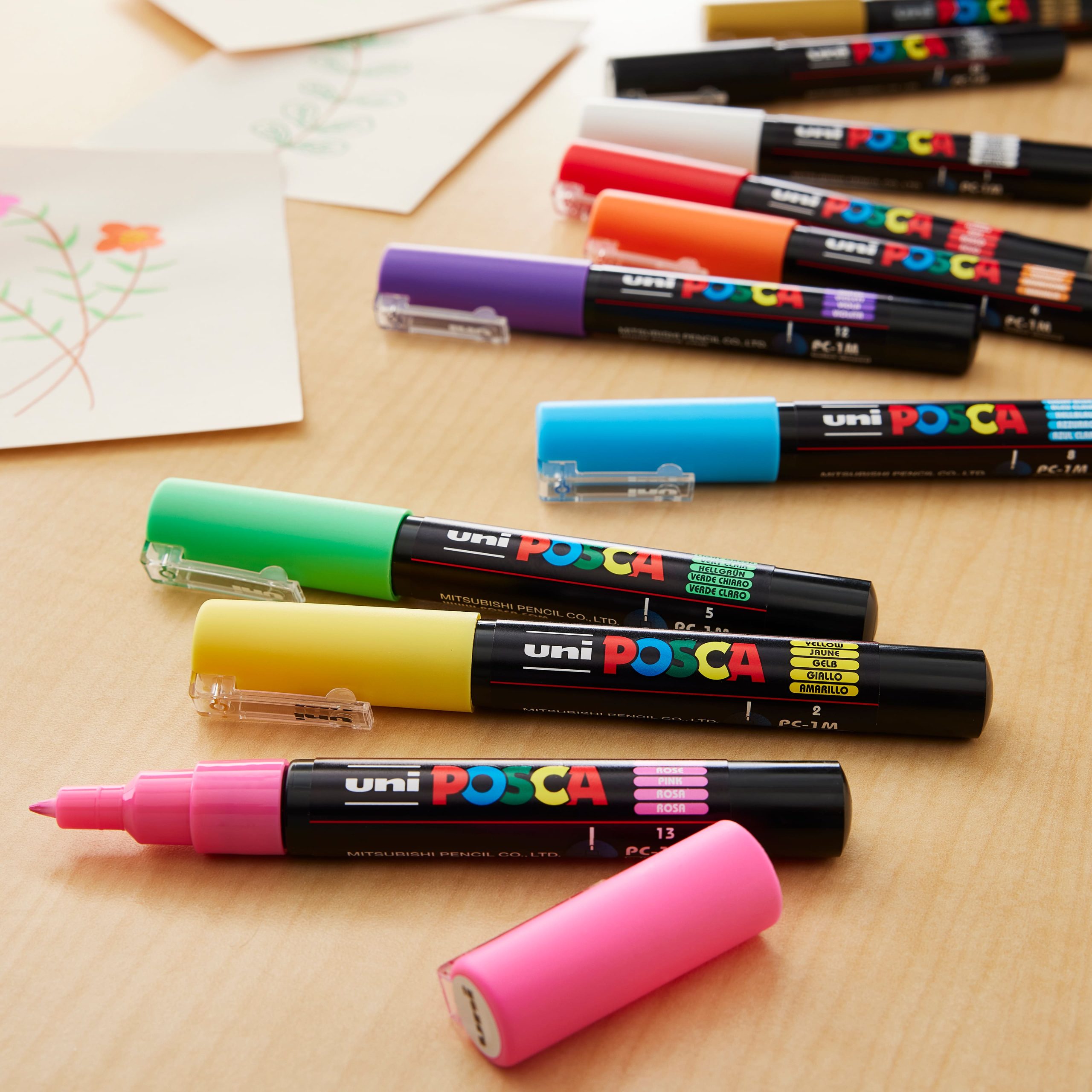 Uni Posca PC-3M 16 Color Fine Tip Paint Marker Set - Image 2