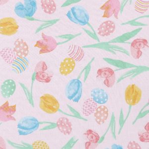 Pink Easter Tulips Cotton Fabric