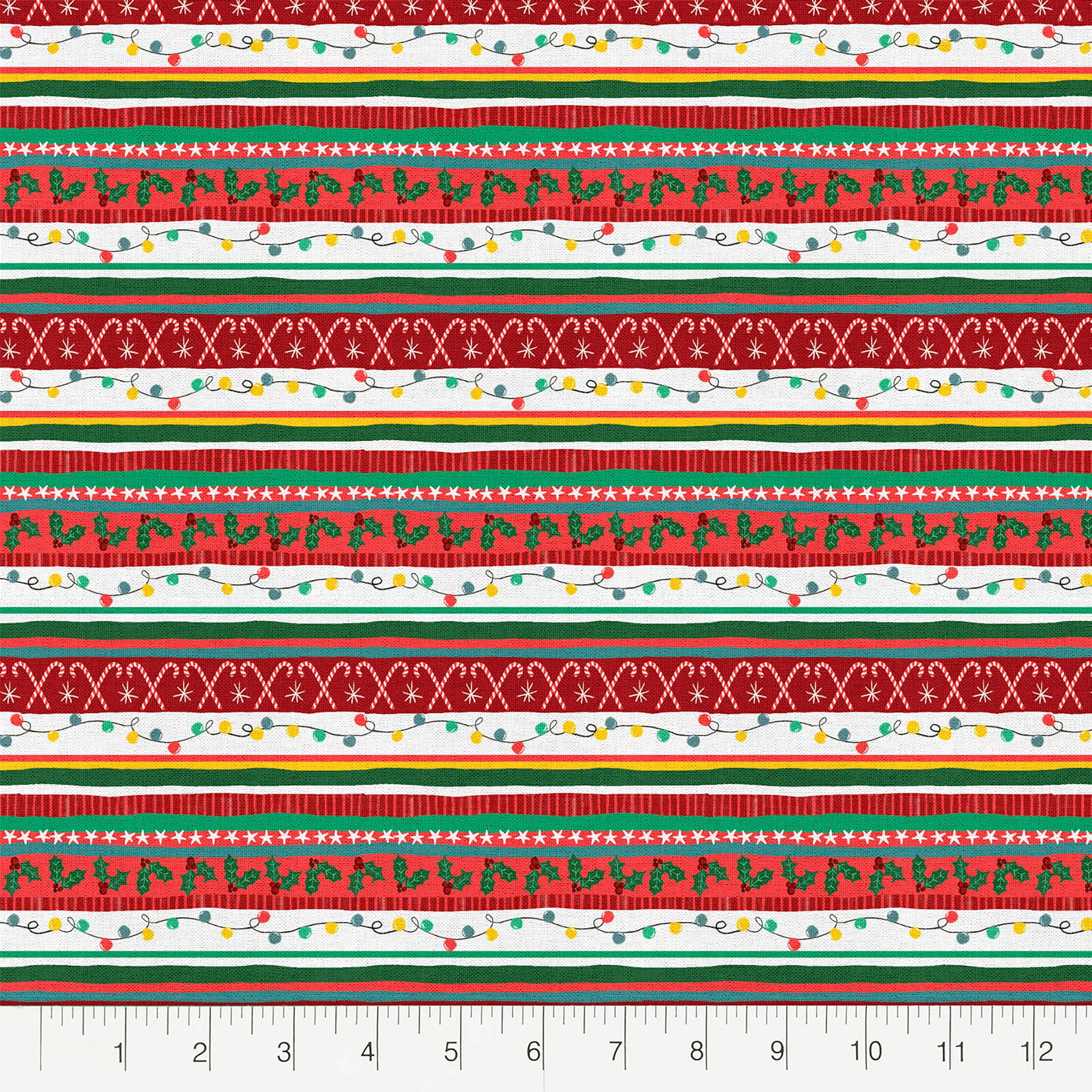 Fabric Editions Multicolor Holiday Tinsel Stripe Cotton Fabric - Image 2
