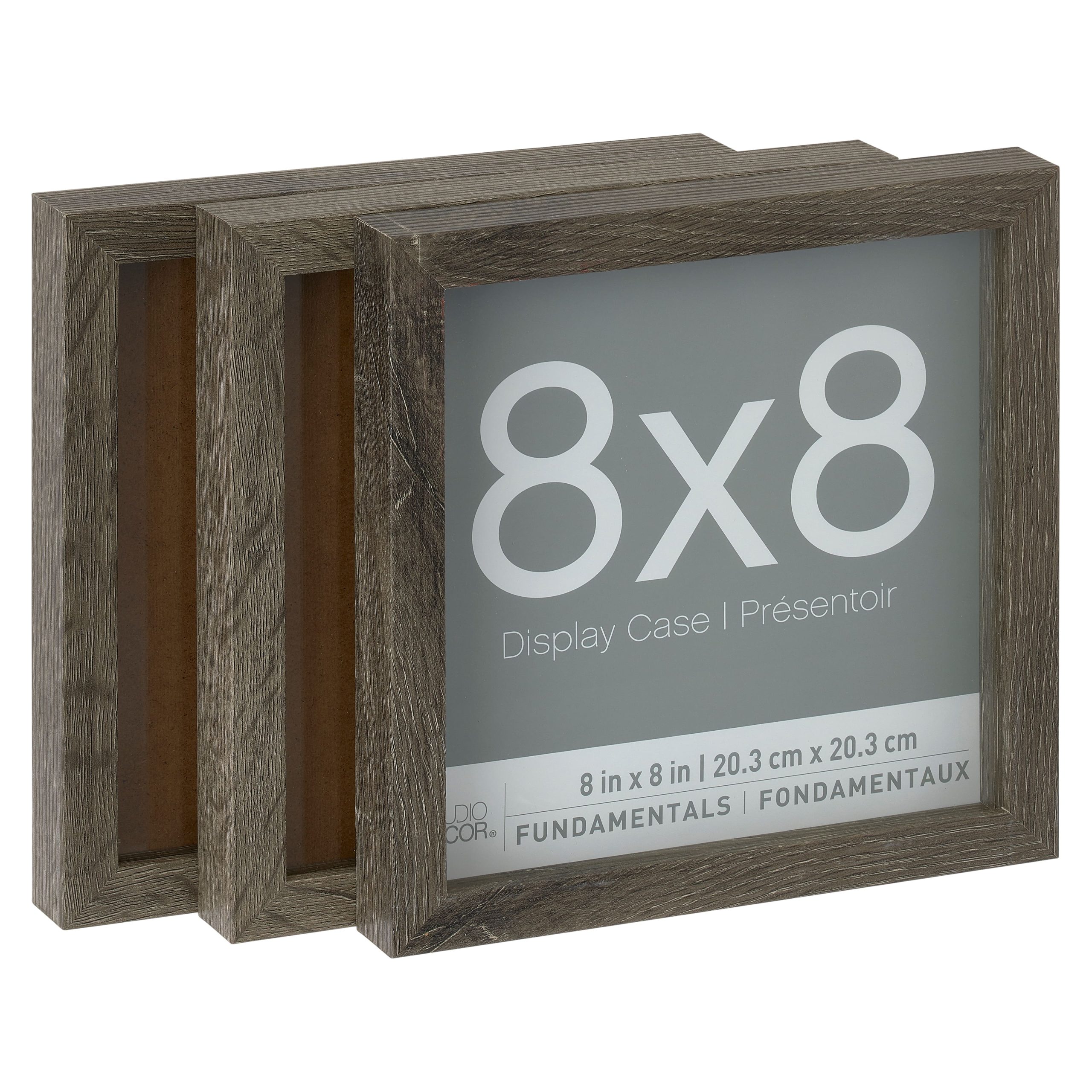 3 Pack Fundamentals 8" x 8" Gray Shadow Boxes by Studio Décor®