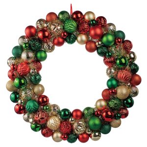 30" Red, Green & Gold Ornaments Wreath by Ashland®