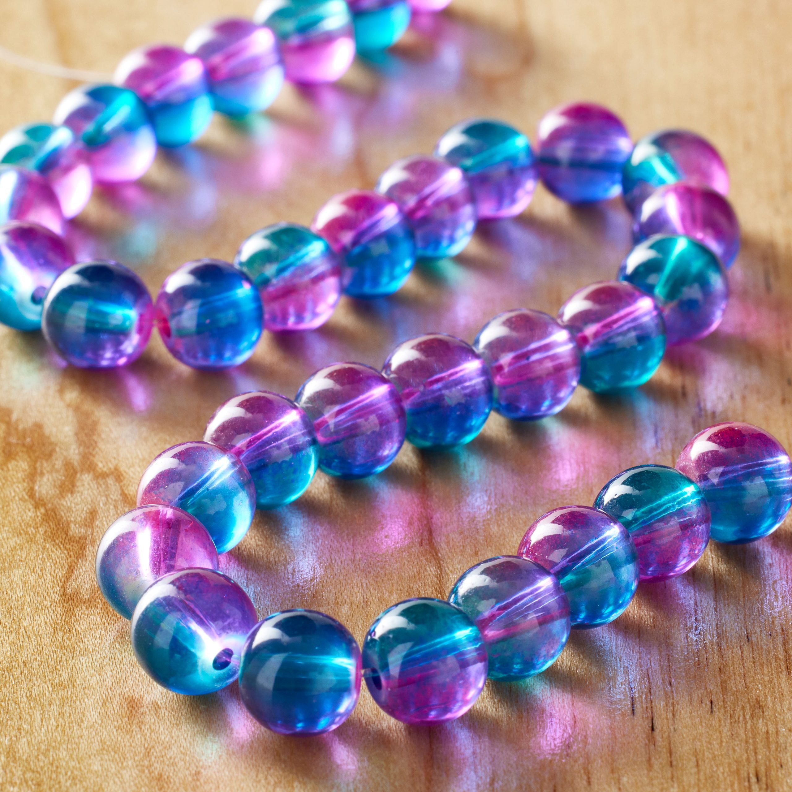 Green, Pink & Blue Glass Round Beads, 8mm by Bead Landing™ - Image 2