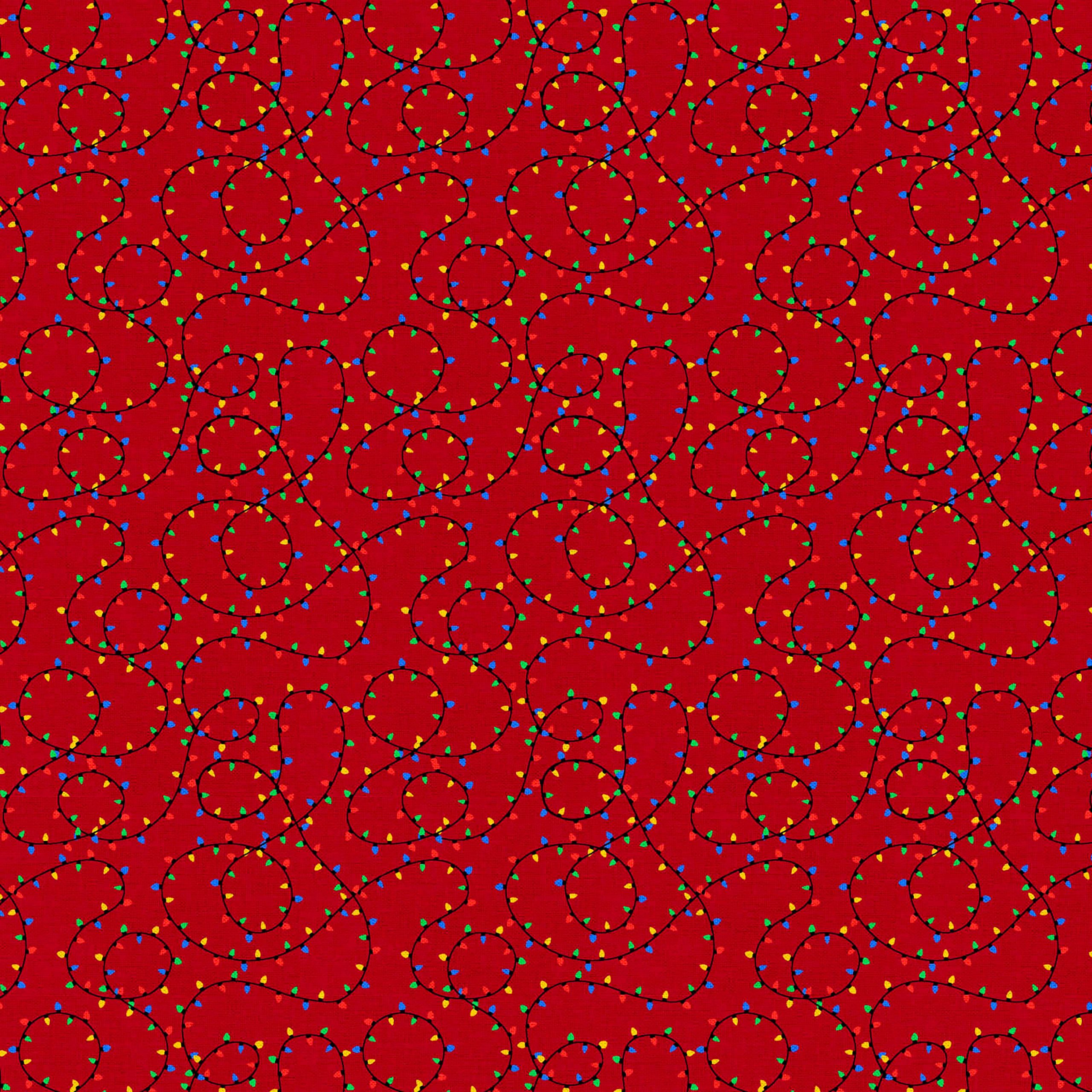 Fabric Editions Red Holiday Lights Cotton Fabric
