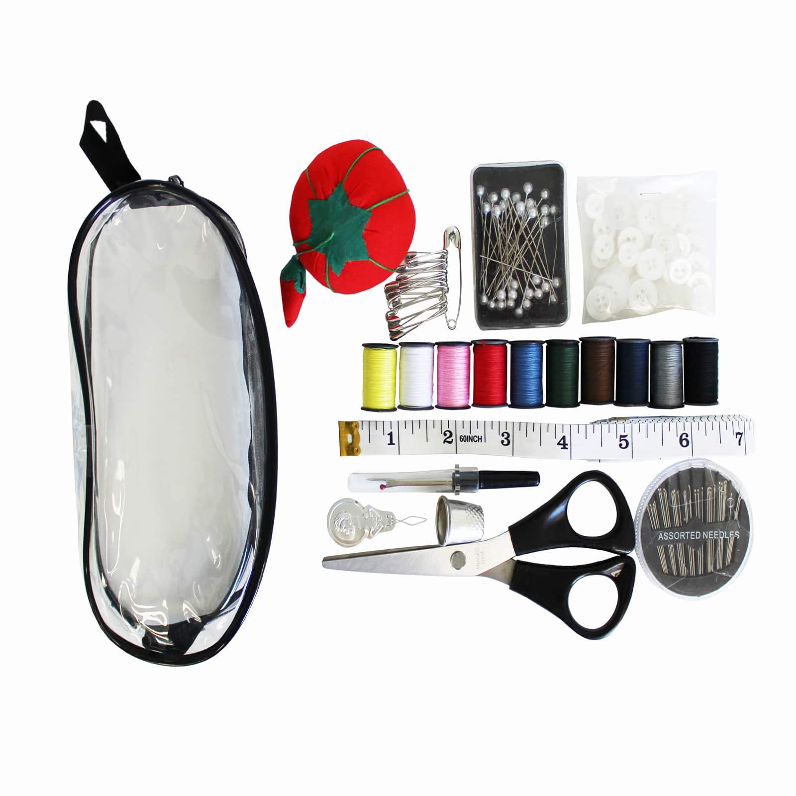 Black Deluxe Sewing Kit in Vinyl Zipper Pouch - Image 2