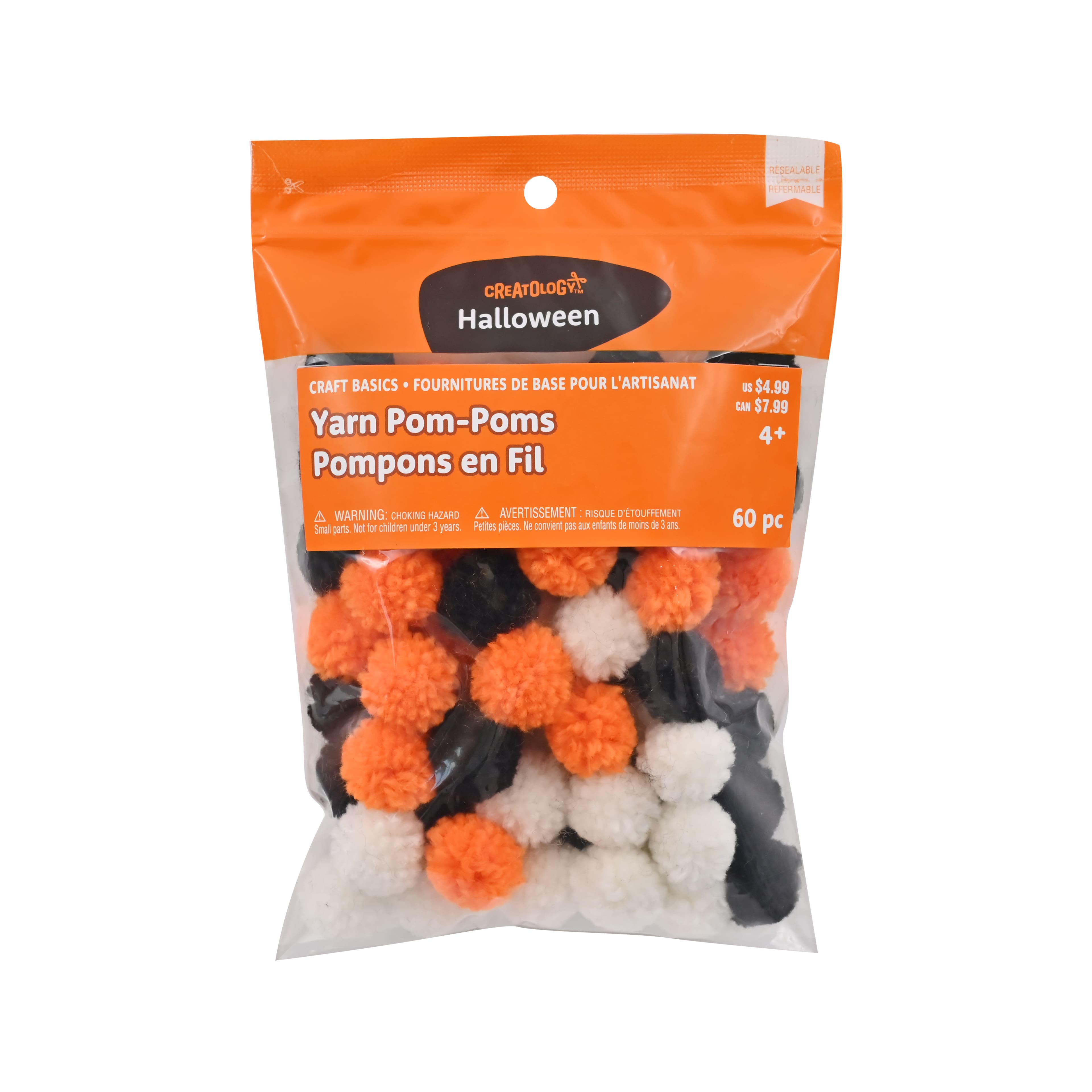 Orange, Black & White Yarn Pom Poms, 60ct. by Creatology™