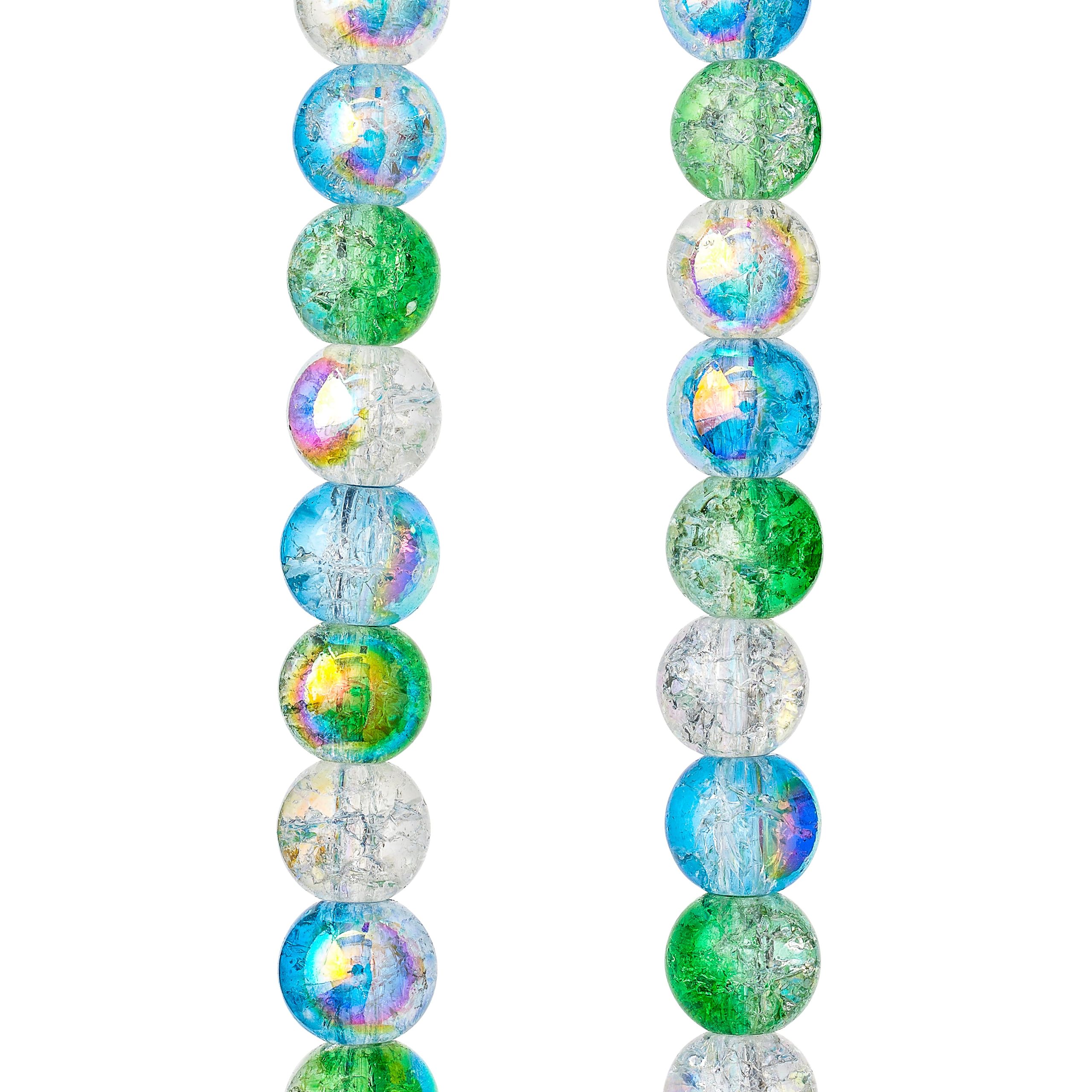 Blue & Green Crackled Glass Round Beads, 8mm by Bead Landing™