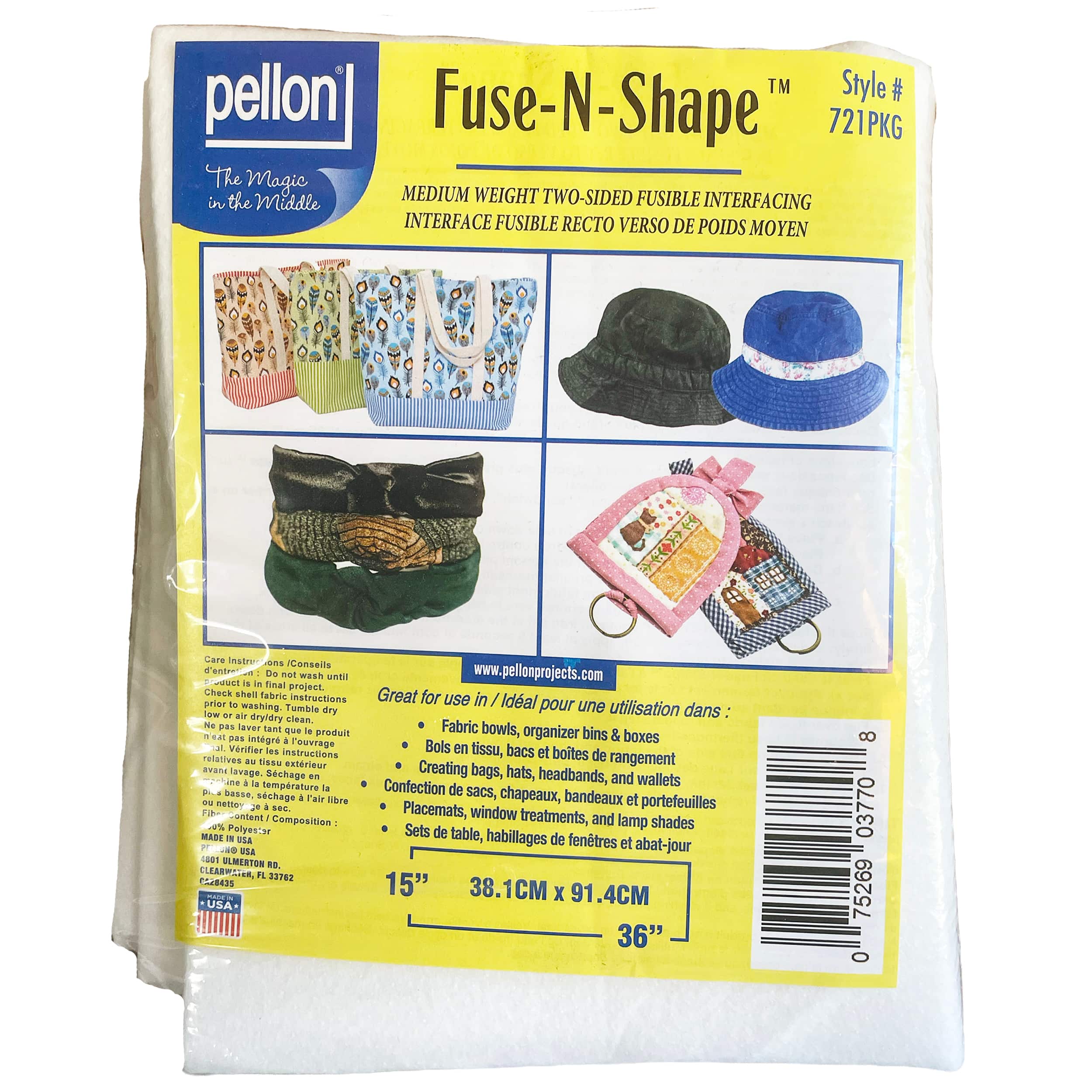 Pellon® 721 15" x 36" White Fuse-N-Shape Mediumweight One-Sided Fusible Stabilizer