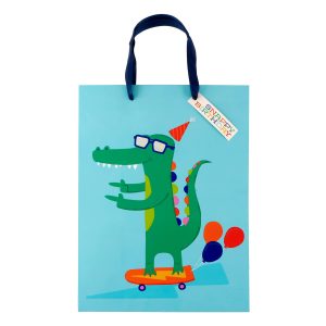 Large Skateboarding Crocodile Birthday Gift Bag by Celebrate It™