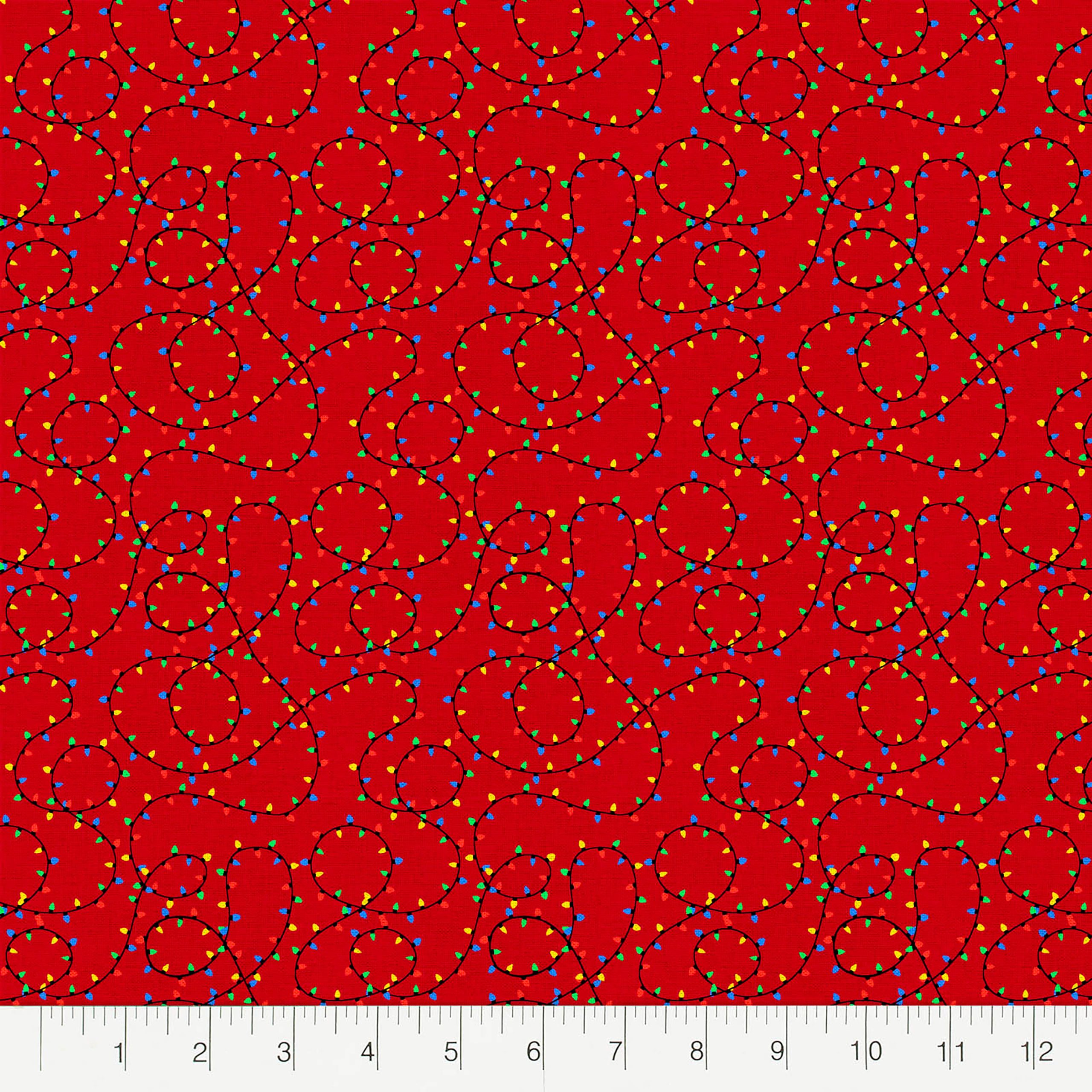 Fabric Editions Red Holiday Lights Cotton Fabric - Image 2