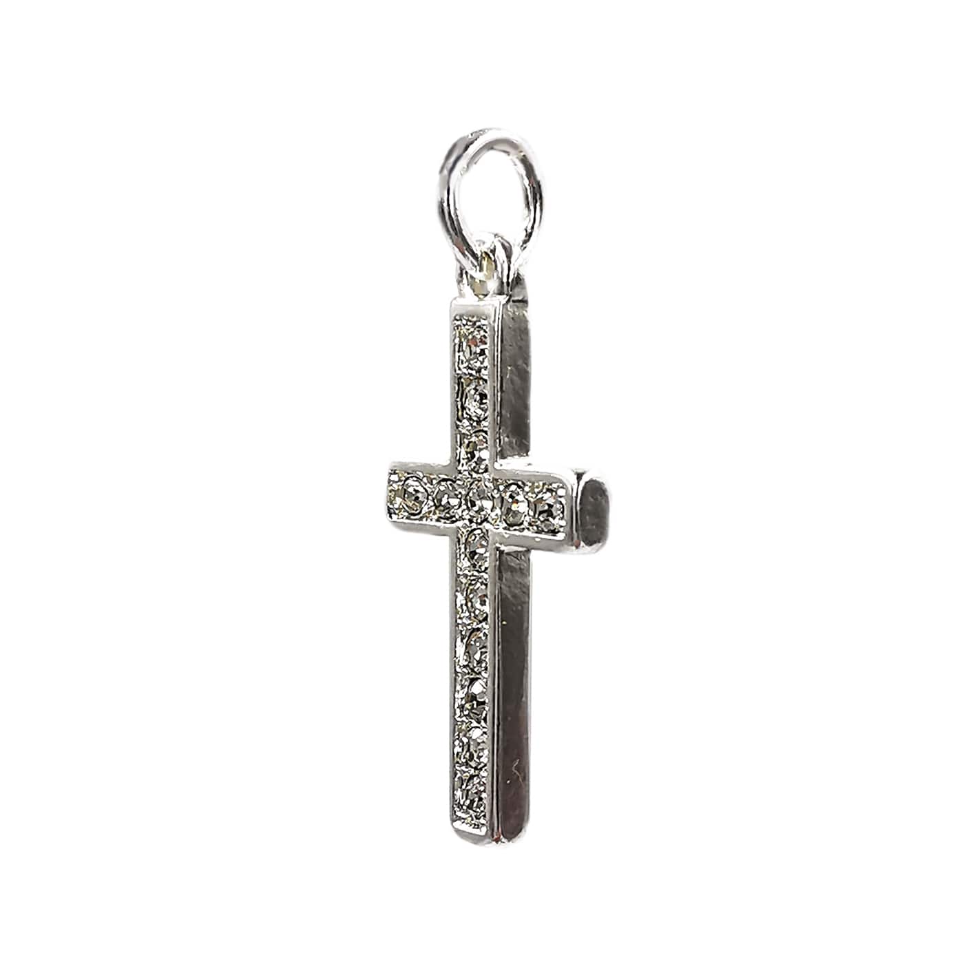 Charmalong™ Silver Plated Pavé Cross Charm by Bead Landing™ - Image 3
