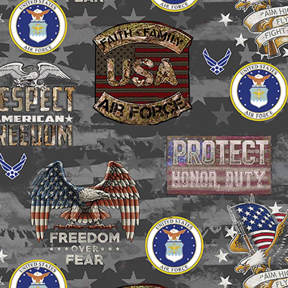 US Air Force Camo Flag Cotton Fabric