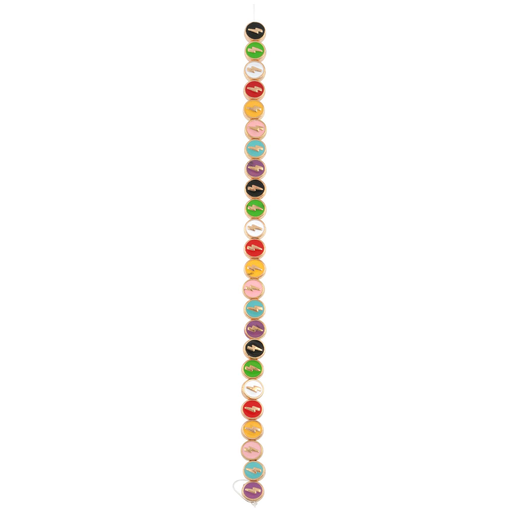 Multicolor Gold Lightning Enamel Metal Coin Beads, 7.5mm by Bead Landing™ - Image 3