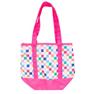 13" x 6" Checker Print Tote Bag
