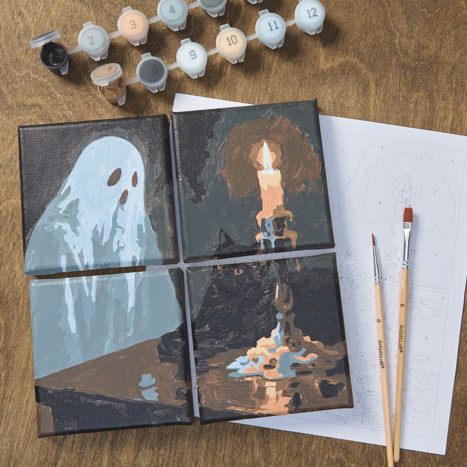 Ghost & Black Cat Paint-by-Number Gallery Mini Kit by Artist's Loft®
