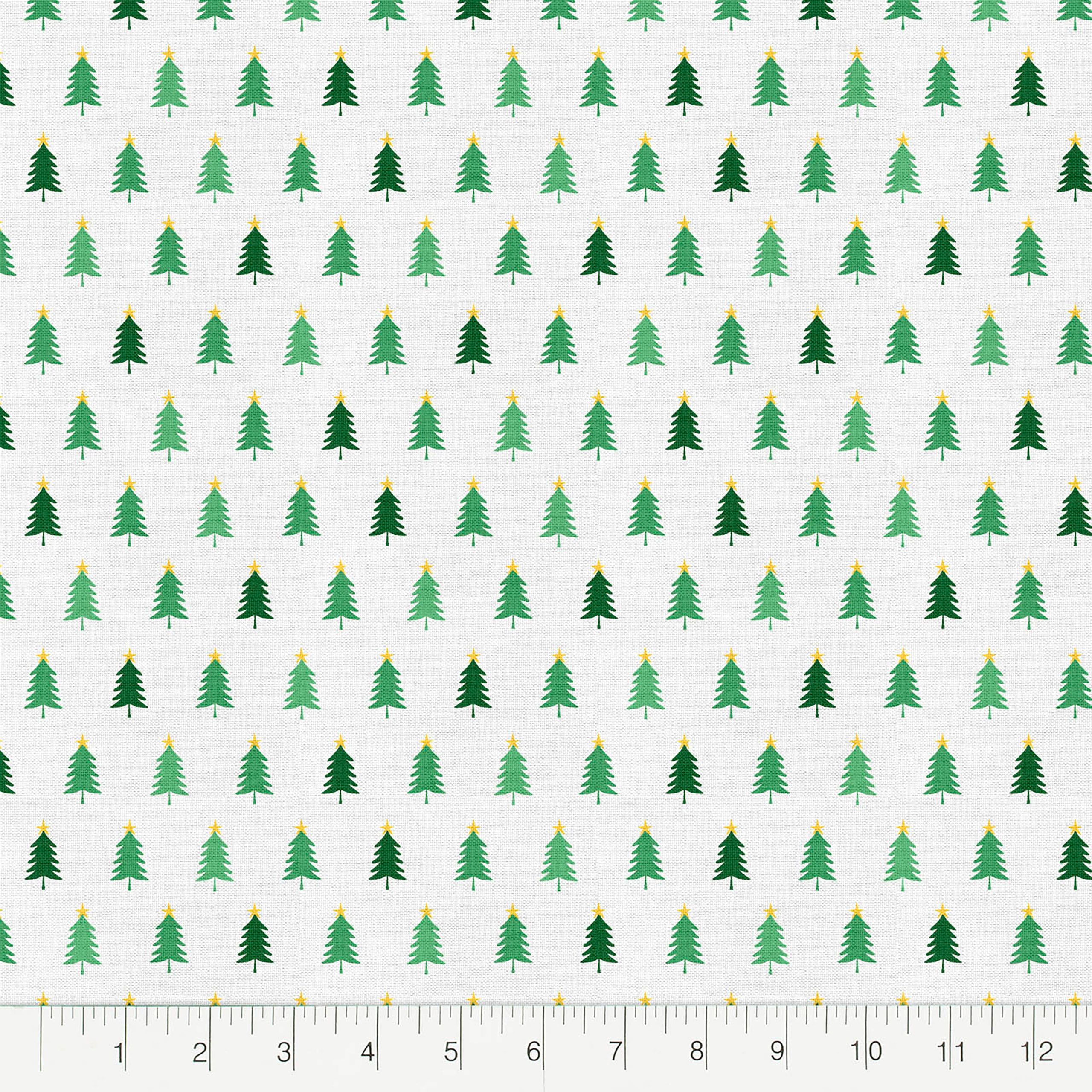 Fabric Editions White Oh Christmas Tree Cotton Fabric - Image 2