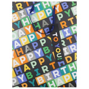 16" Black & Multicolor Happy Birthday Bag by Celebrate It™
