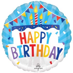 17" Happy Birthday Tiered Cake Foil Balloon