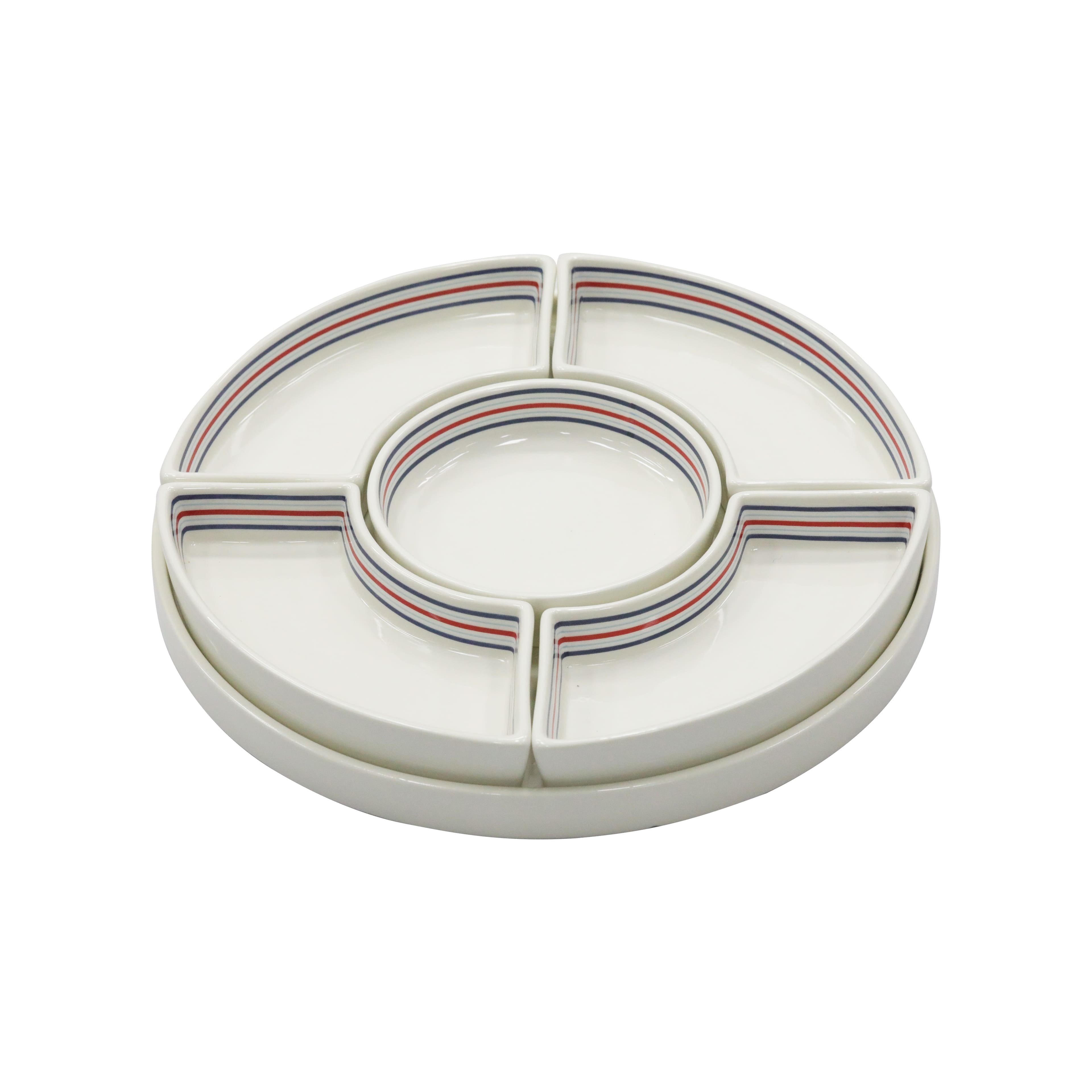12.5" Blue & Red Stripe Appetizer Tray by Celebrate It™
