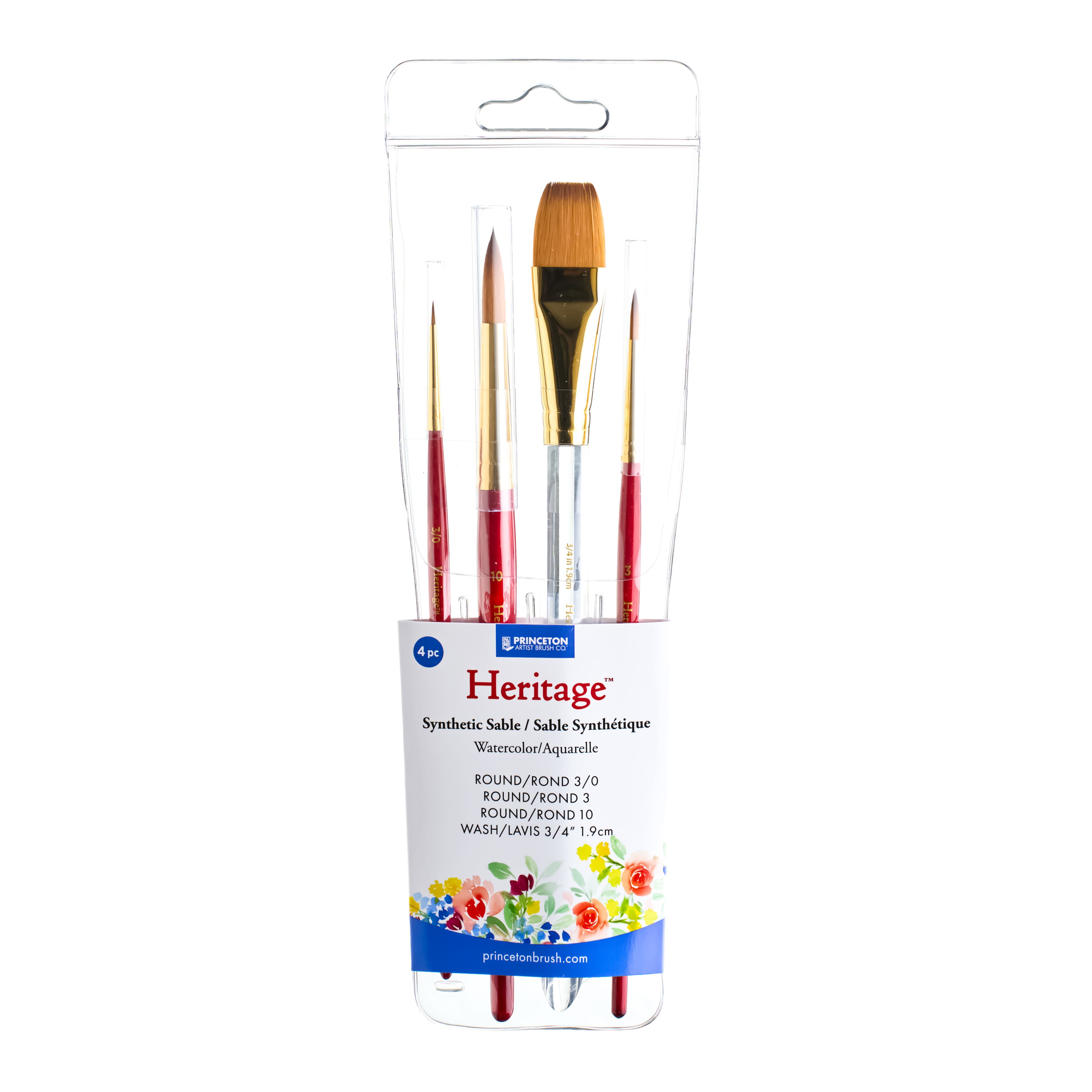 Princeton™ Heritage™ 4 Piece Round & Wash Watercolor Brush Set