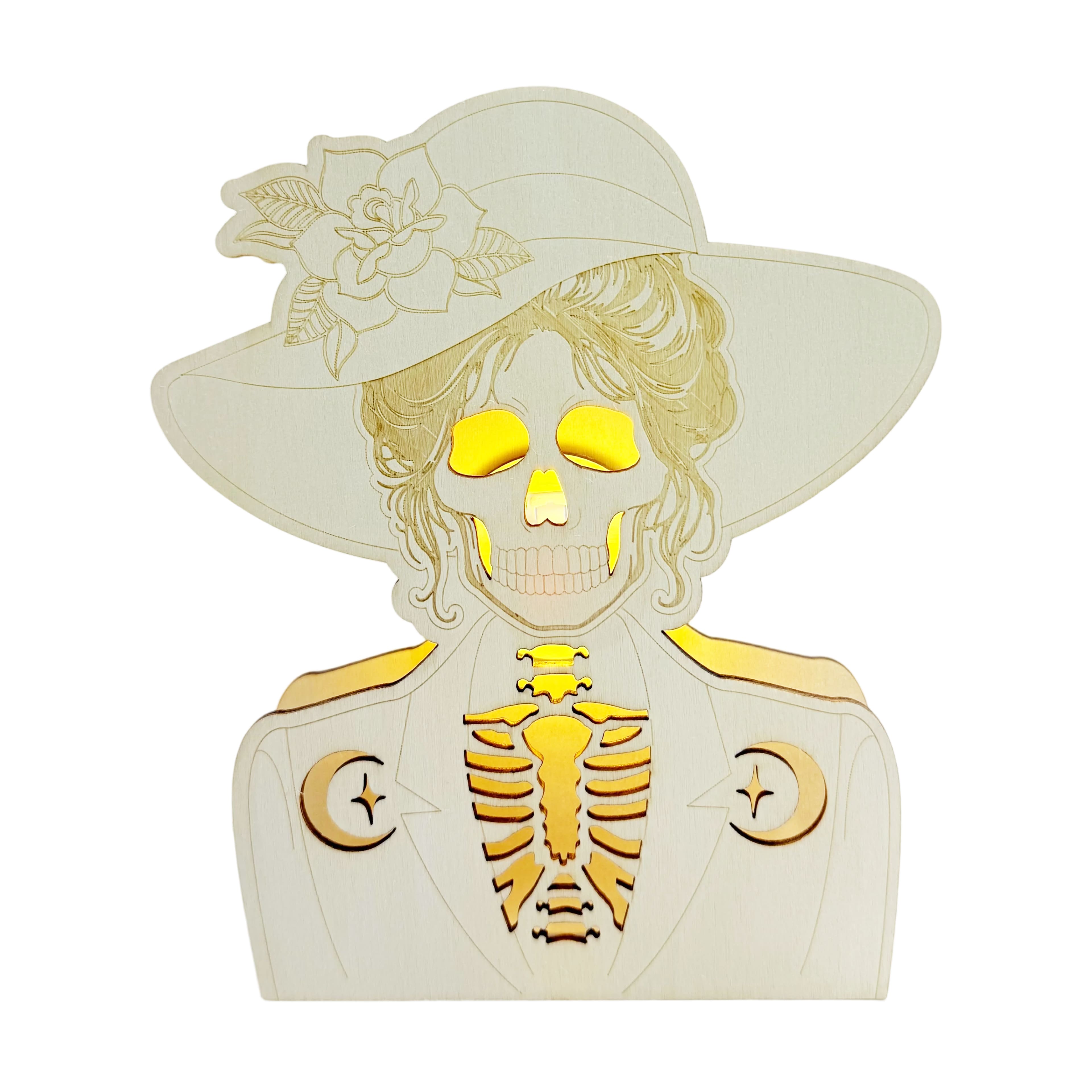 7" Skeleton in Floppy Hat DIY LED Wood Décor by Make Market®