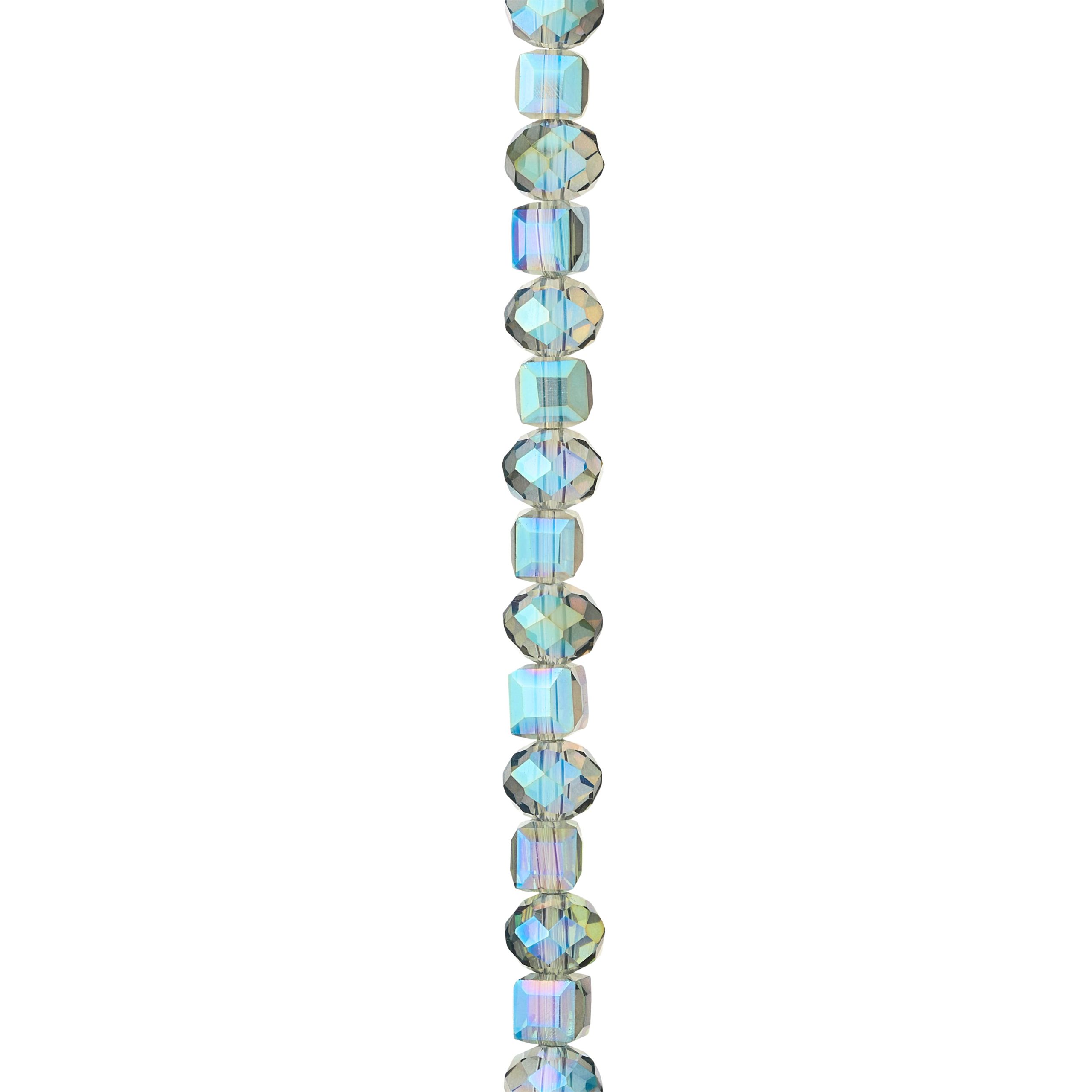 Green Mix Cube & Rondelle Glass Beads, 8mm by Bead Landing™