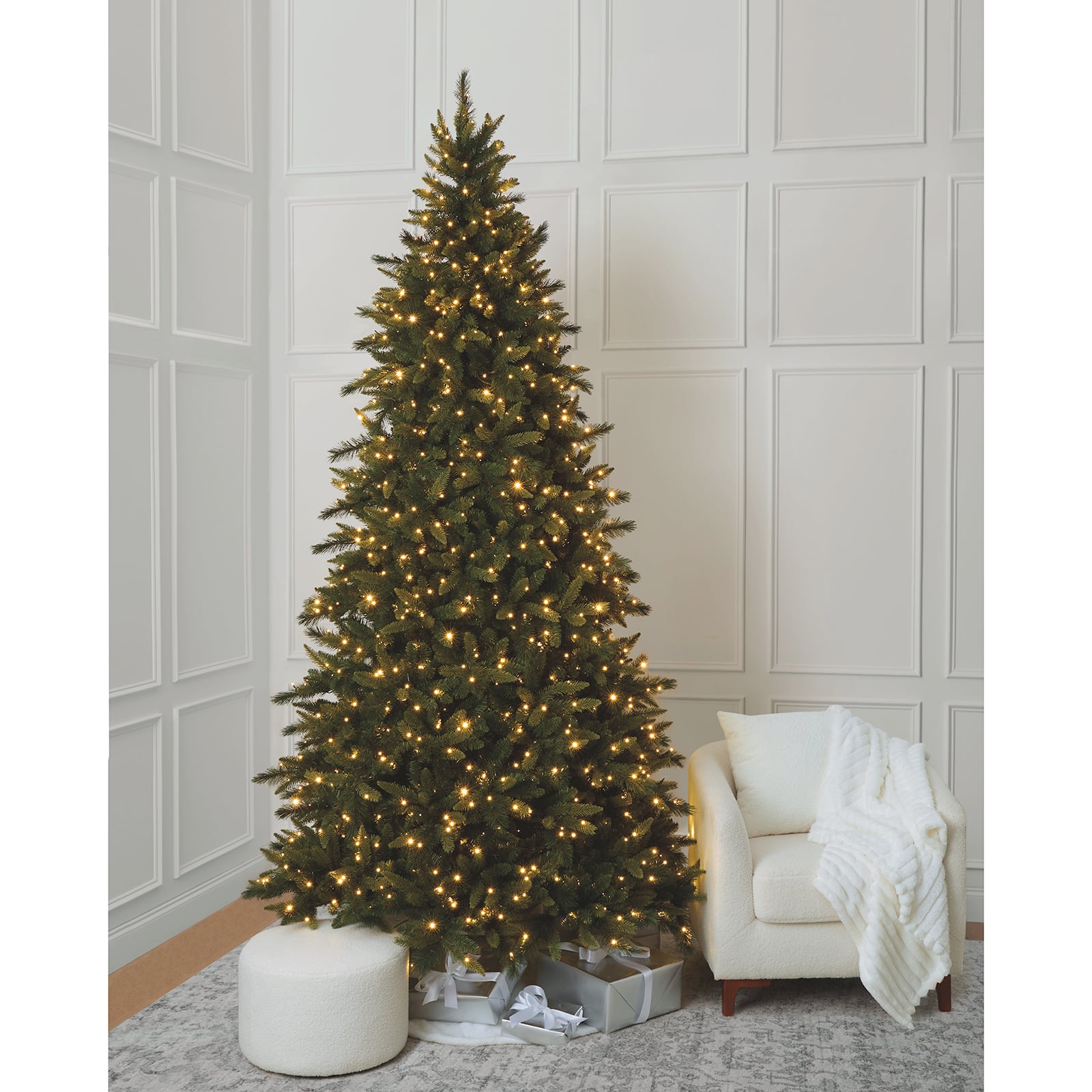 9ft. Pre-Lit Glendale Spruce Artificial Christmas Tree, Quick Set® LumaDazzle® Color Changing Twinkle LED Lights by Ashland®