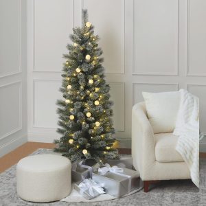 5ft. Pre-Lit Glacier Fir Flocked Artificial Christmas Tree, Dual Color G40 LED Lights by Ashland®