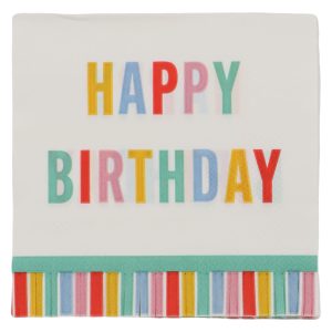 Happy Birthday Stripes Beverage Napkins, 20ct. by Celebrate It™